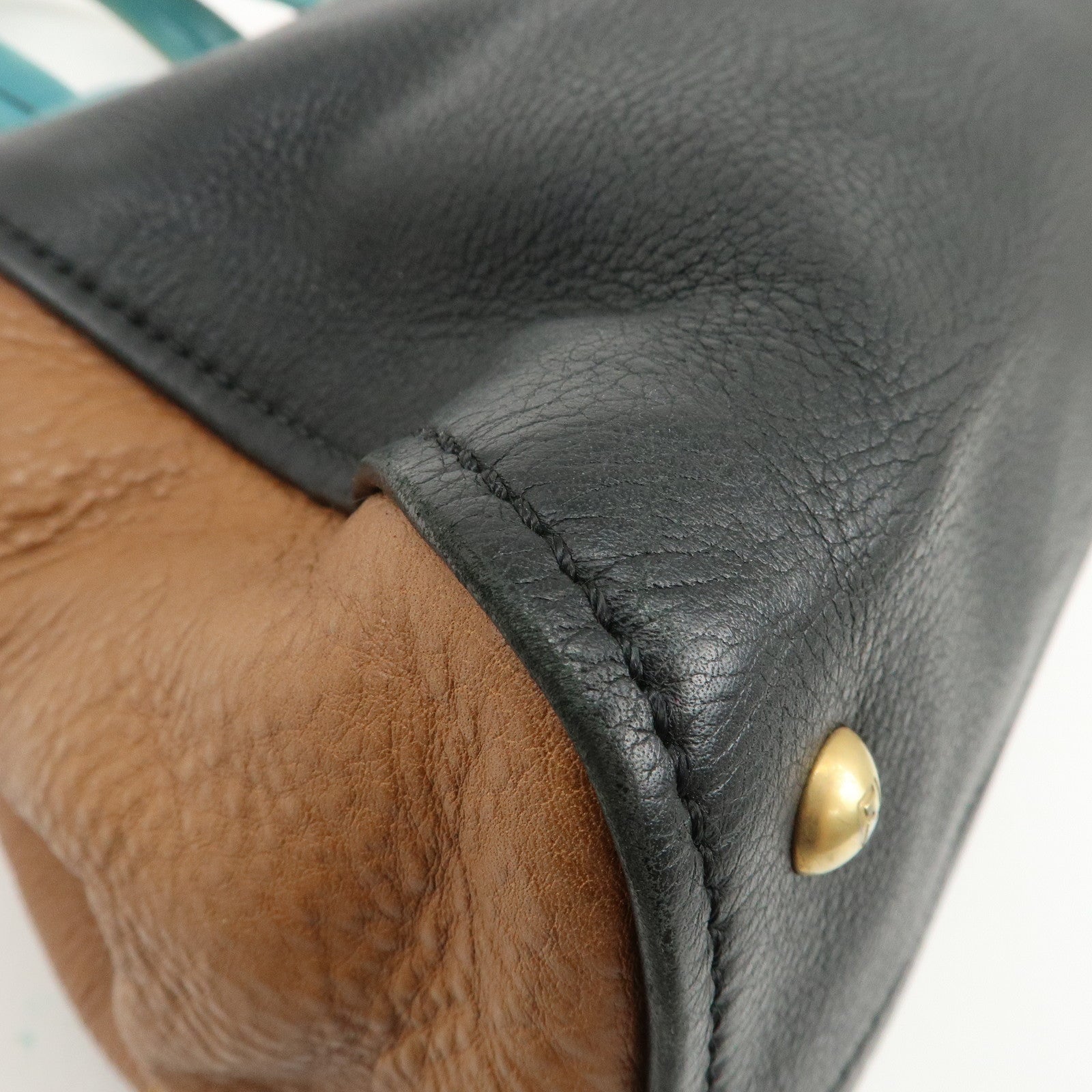 FENDI Cameleon Leather 2WAY Bag Black Brown Blue Red 8BL110 Used