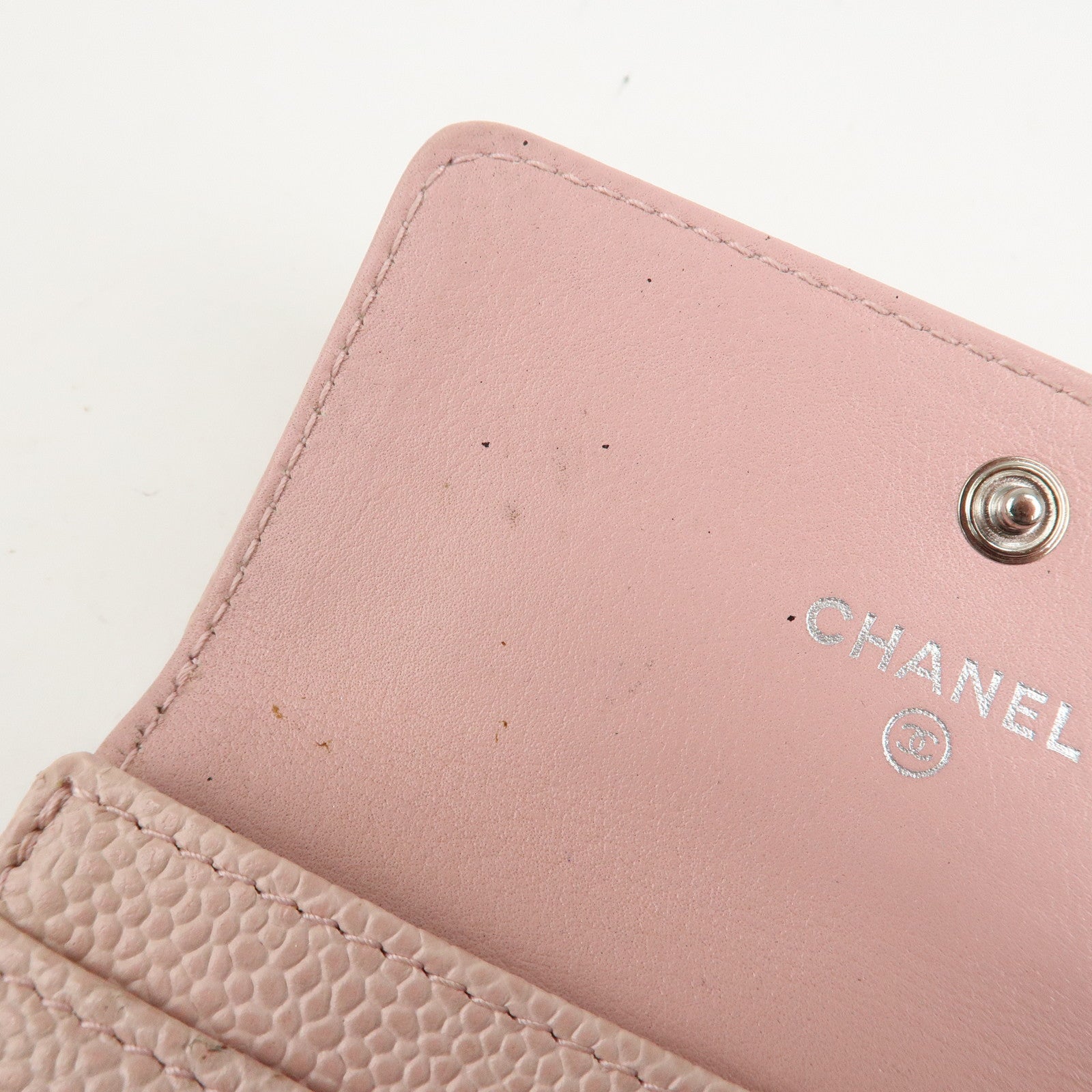 CHANEL COCO Mark Caviar Skin Card Case Card Holder Pink A50074 Used