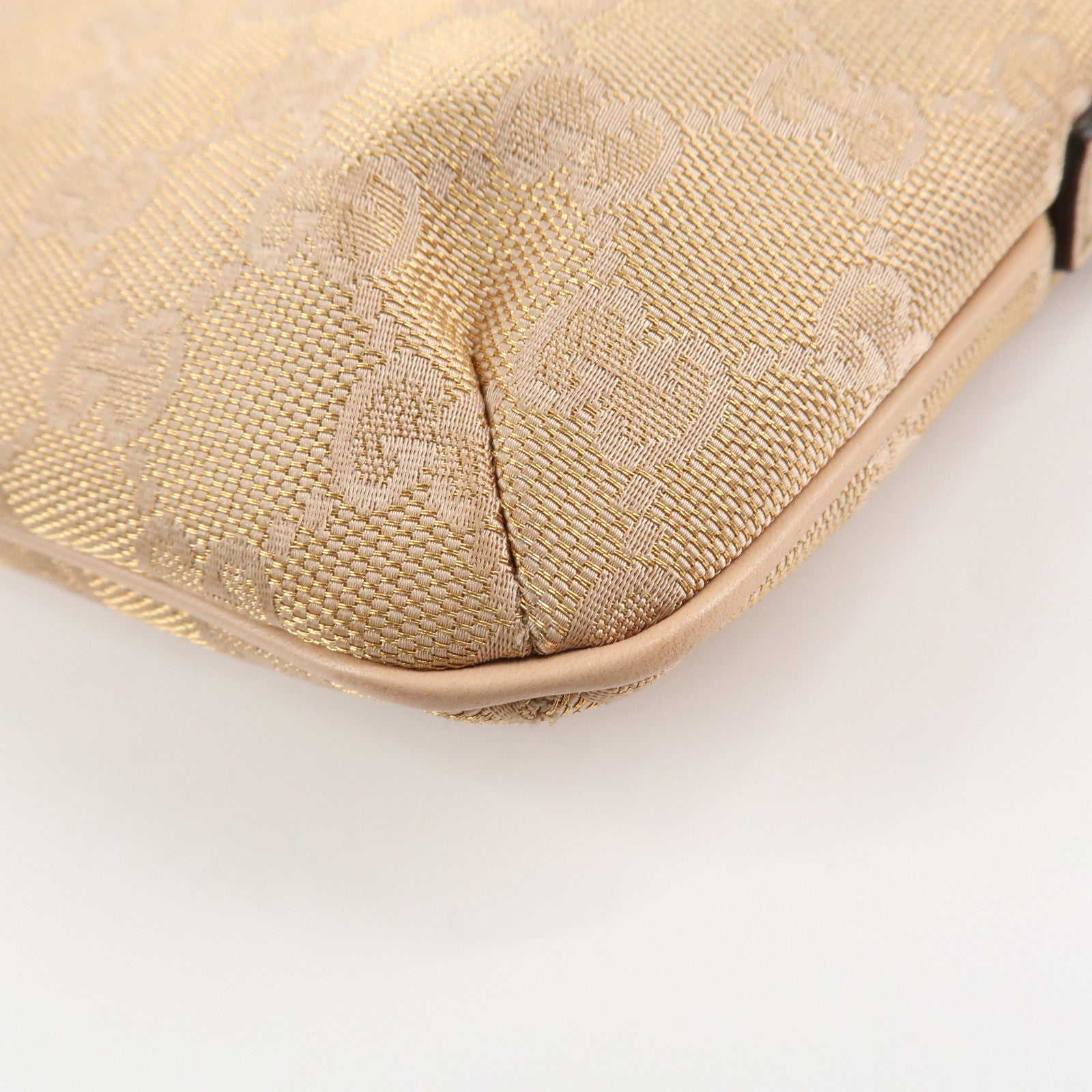 GUCCI GG Canvas Leather Pouch Shoulder Bag Pink Beige 190393 Used