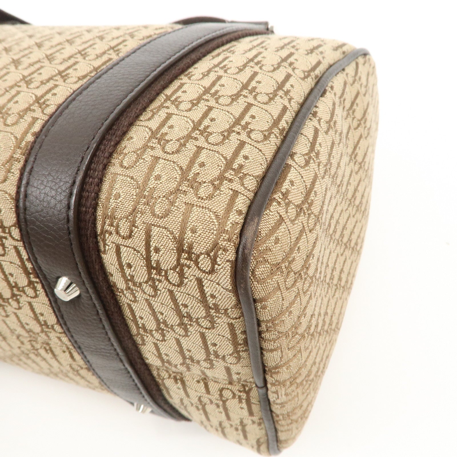 Christian Dior Trotter Canvas Leather Mini Boston Bag Beige Used