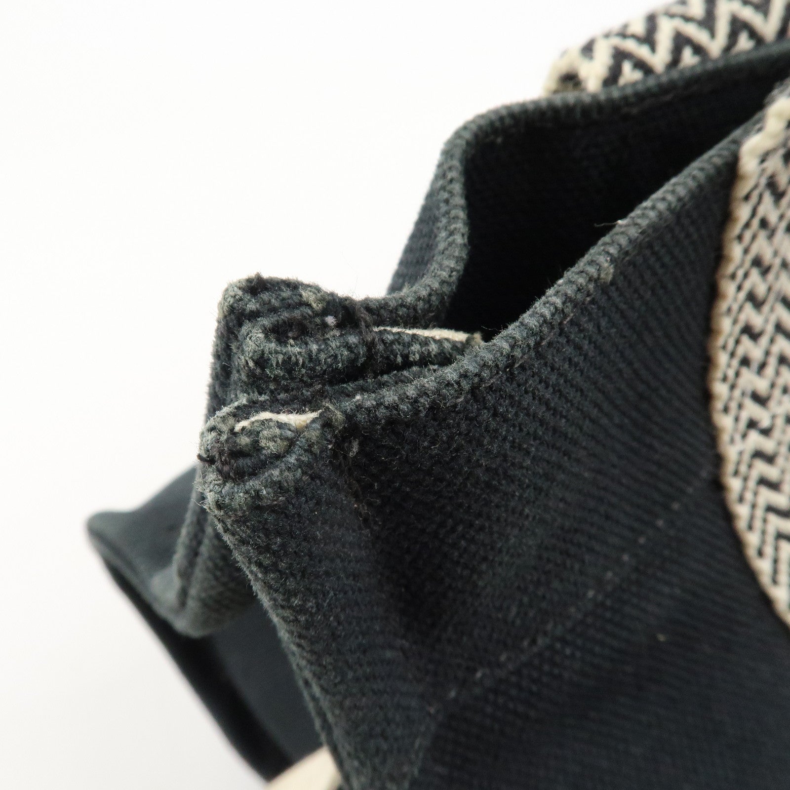 HERMES Canvas Cannes PM Tote Hand Bag Black Used