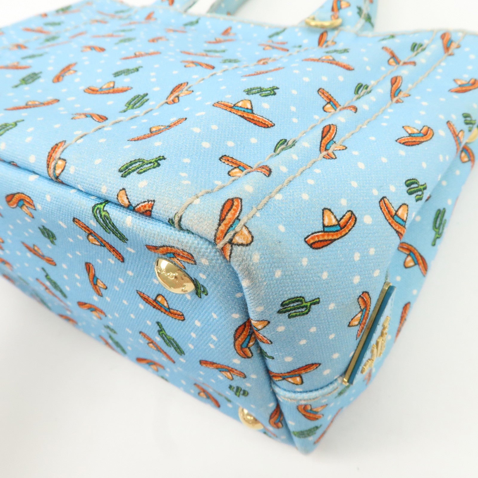 PRADA Canapa Mini Canvas 2Way Bag Light Blue 1BG439 Used