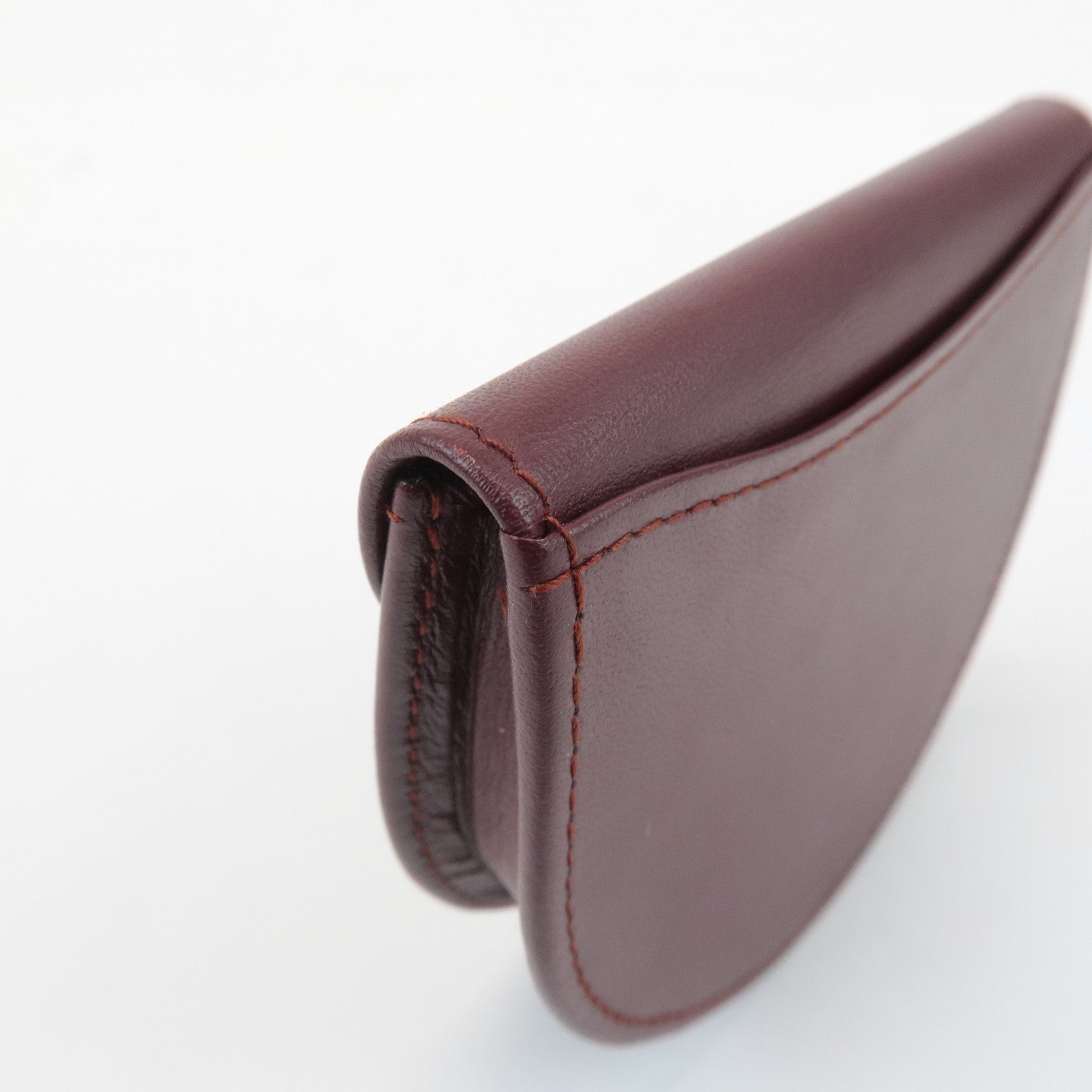 Cartier Mastline Leather Coin Case Coin Wallet Bordeaux Used