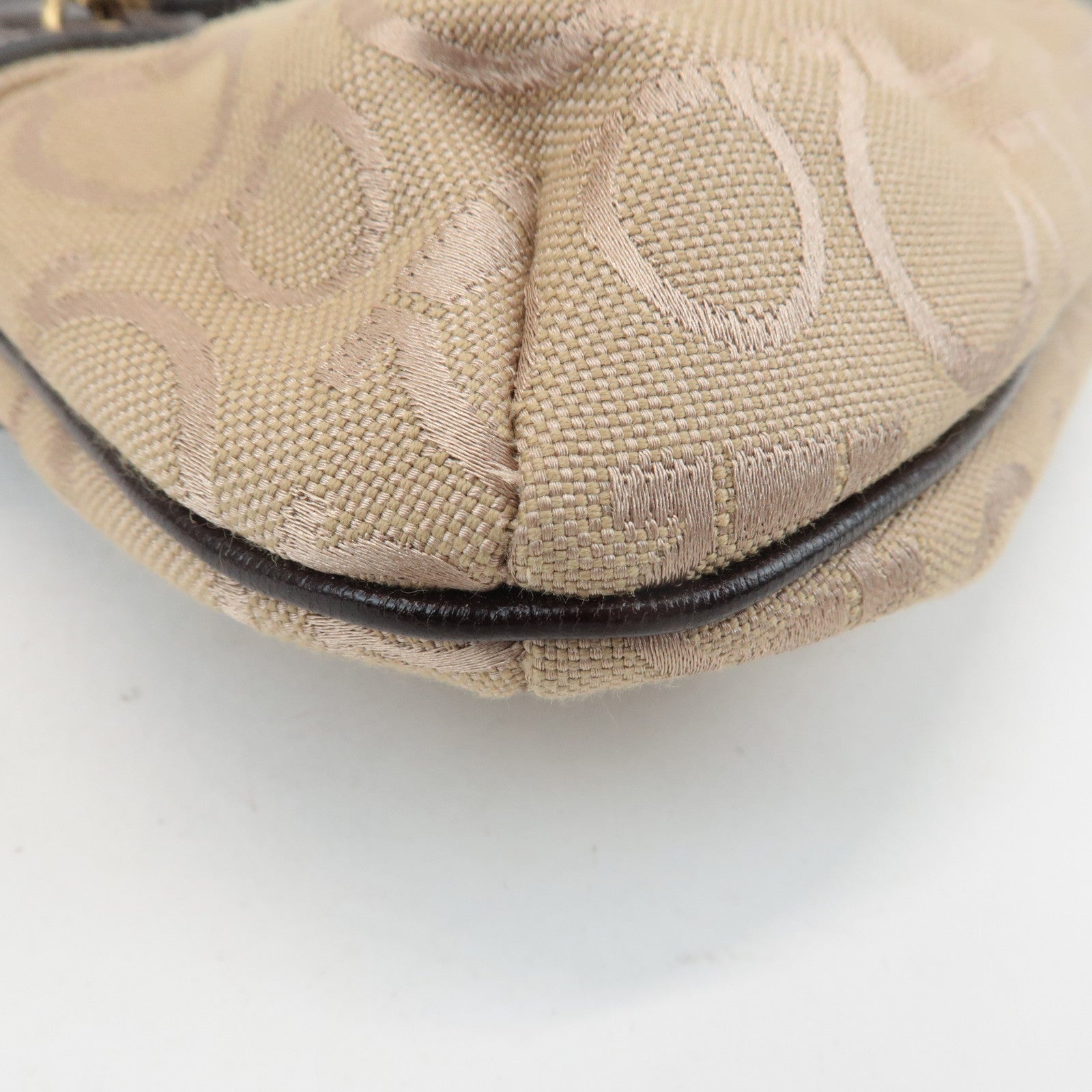 Ferragamo Gancini Canvas Leather 2Way Bag Beige Dark Brown Used