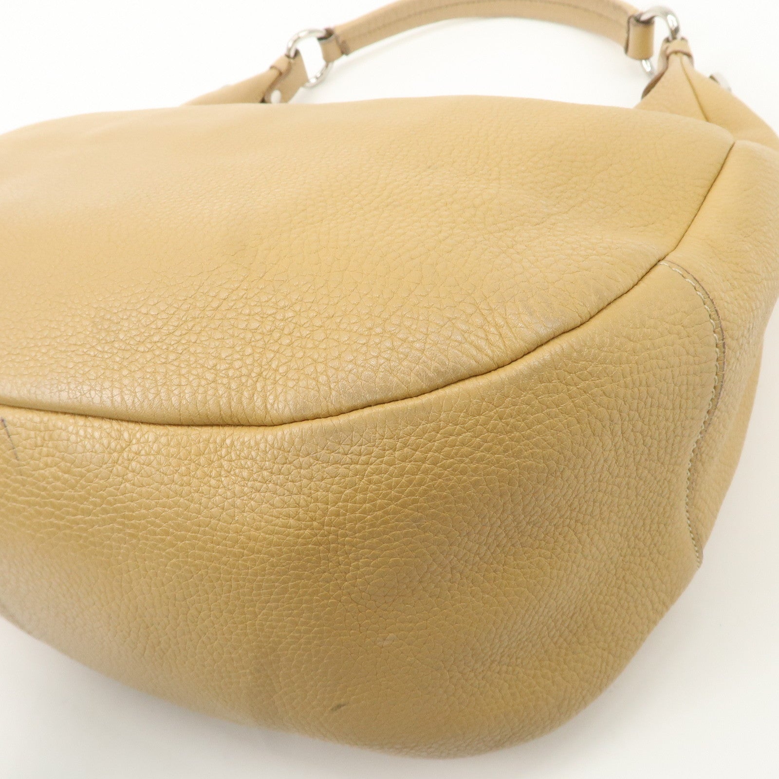 PRADA Leather Shoulder Bag Beige BR4311 Used