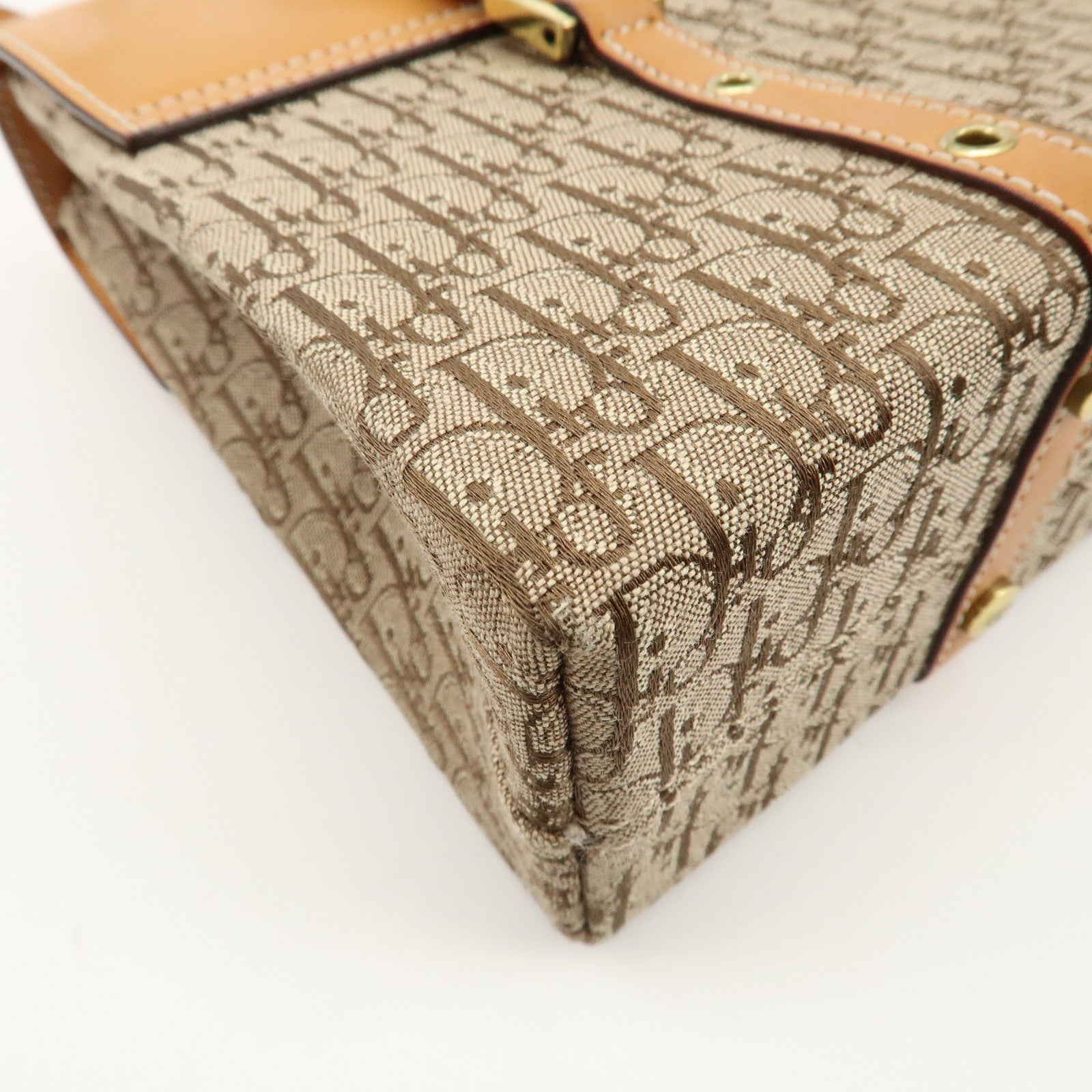 Christian Dior Trotter Street Chic Canvas Leather Shoulder Bag Used