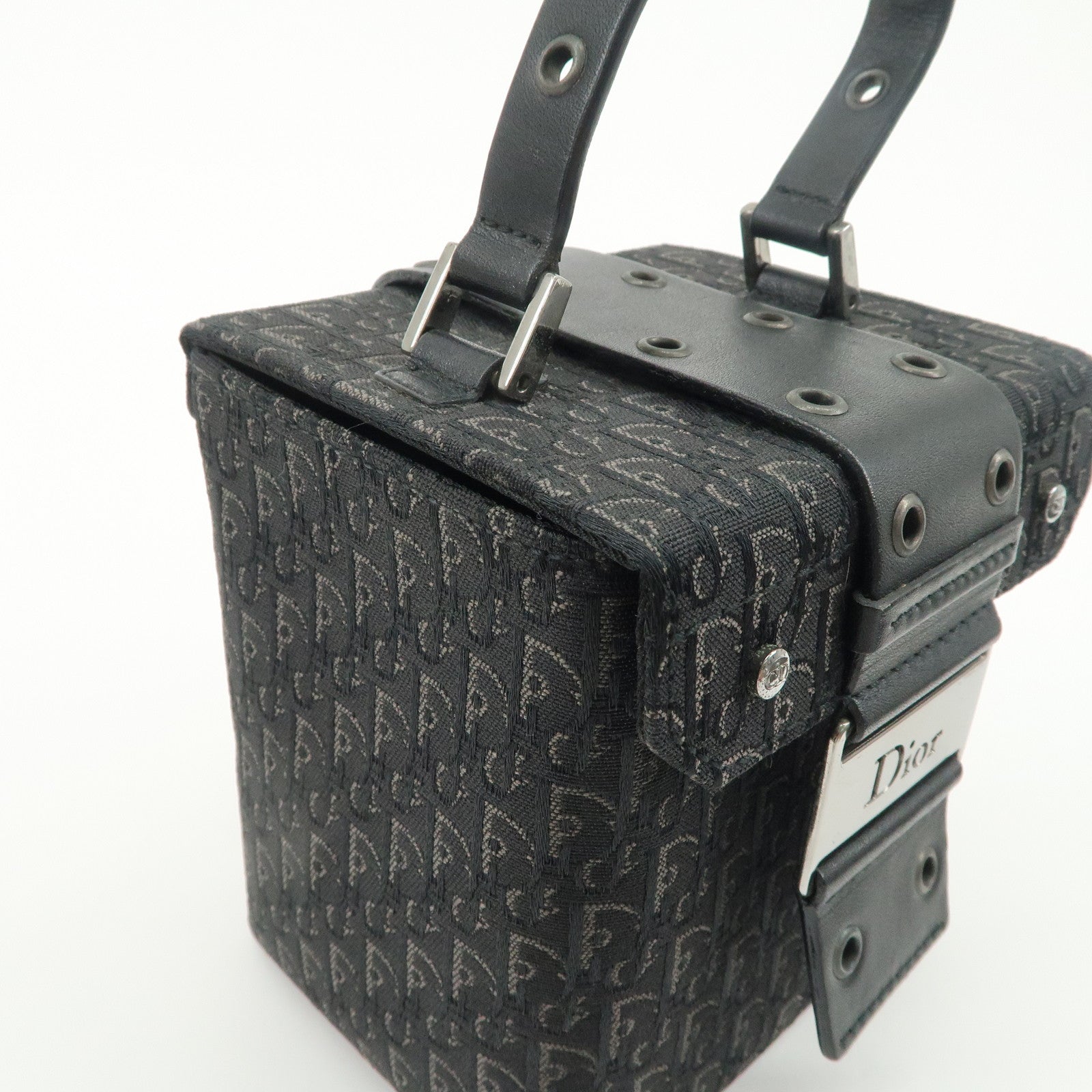 Christian Dior Street Chic Trotter Canvas Leather Vanity Bag Black Used