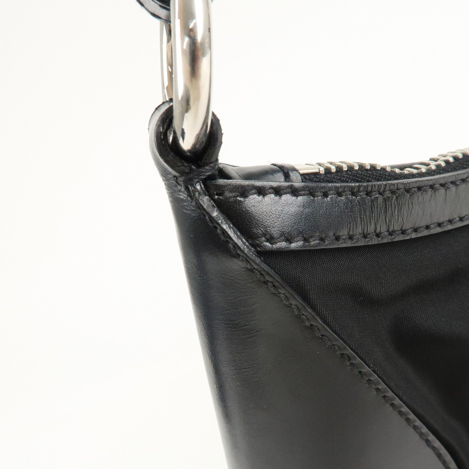 PRADA Nylon Leather Shoulder Bag Black BR2604 Used
