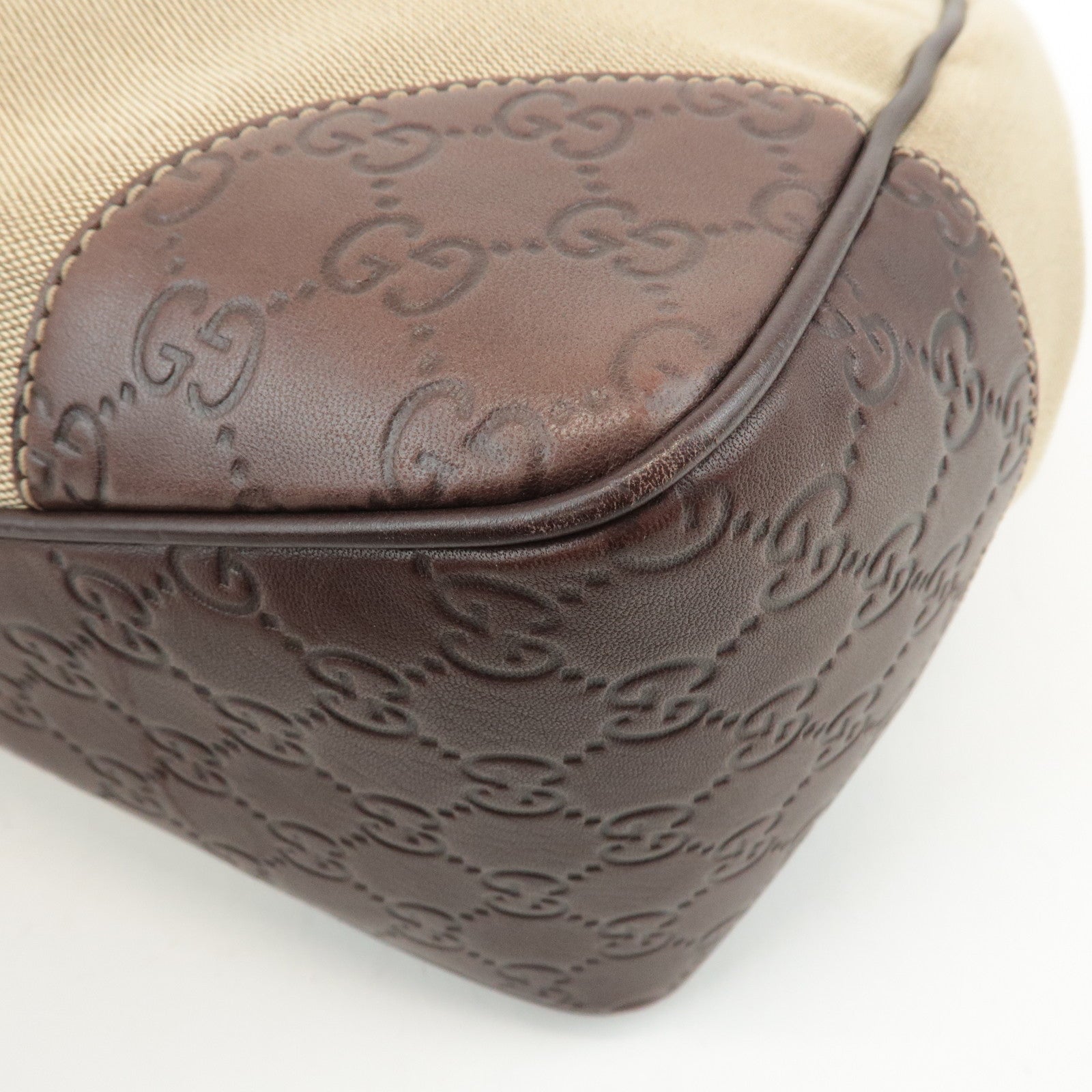 GUCCI Canvas Leather Shoulder Bag Beige Brown 257268 Used