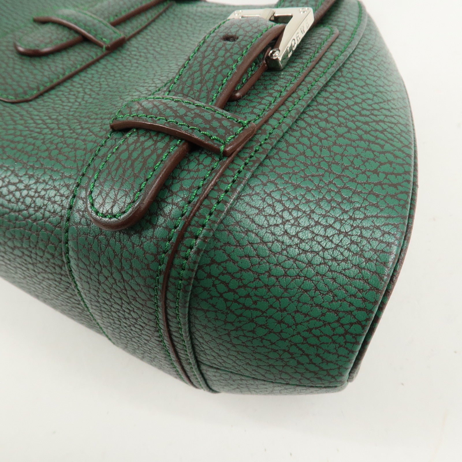 LOEWE Senda Leather Shoulder Bag Hand Bag Green Used