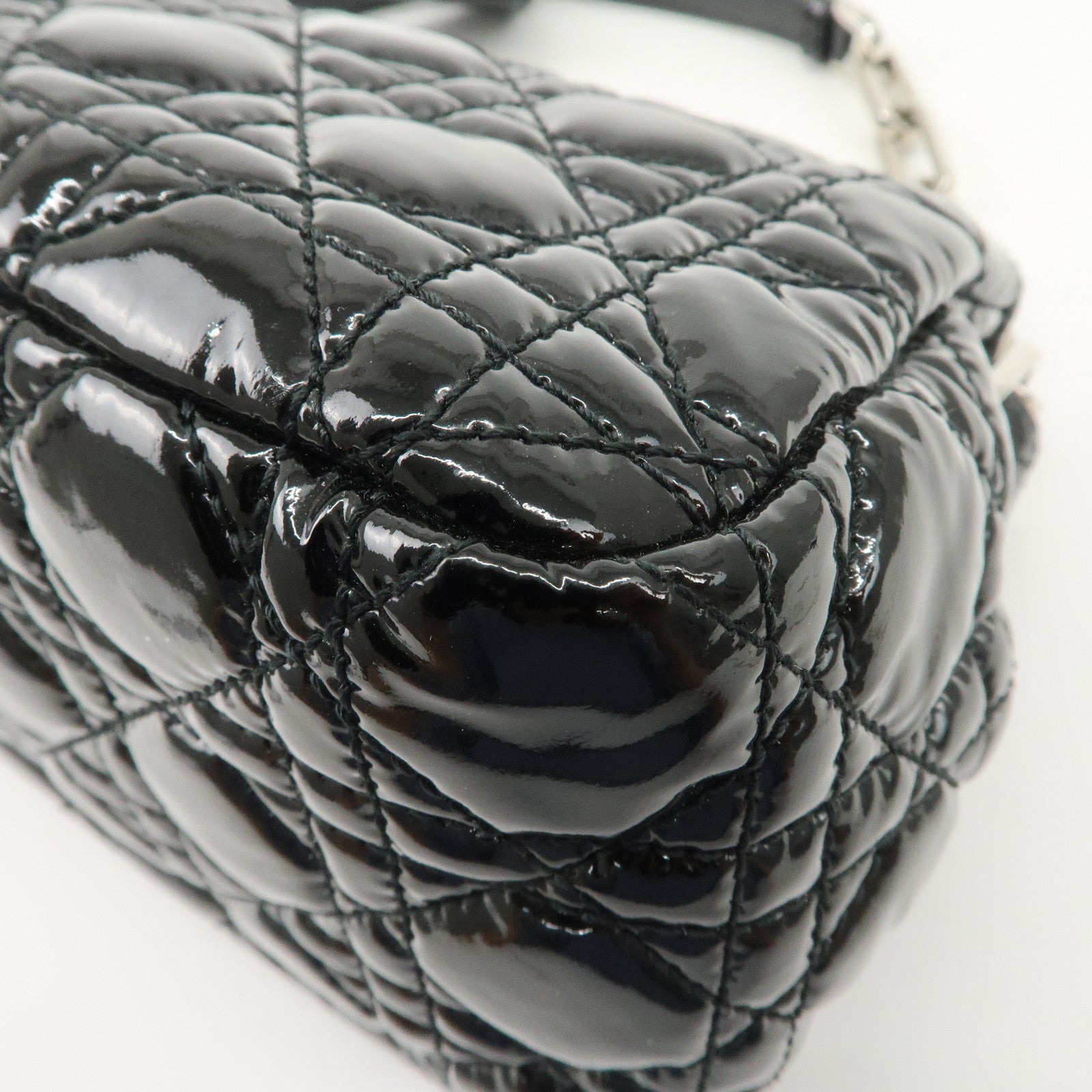 Christian Dior New Lock Cannage Patent Leather Chain Shoulder Bag Used