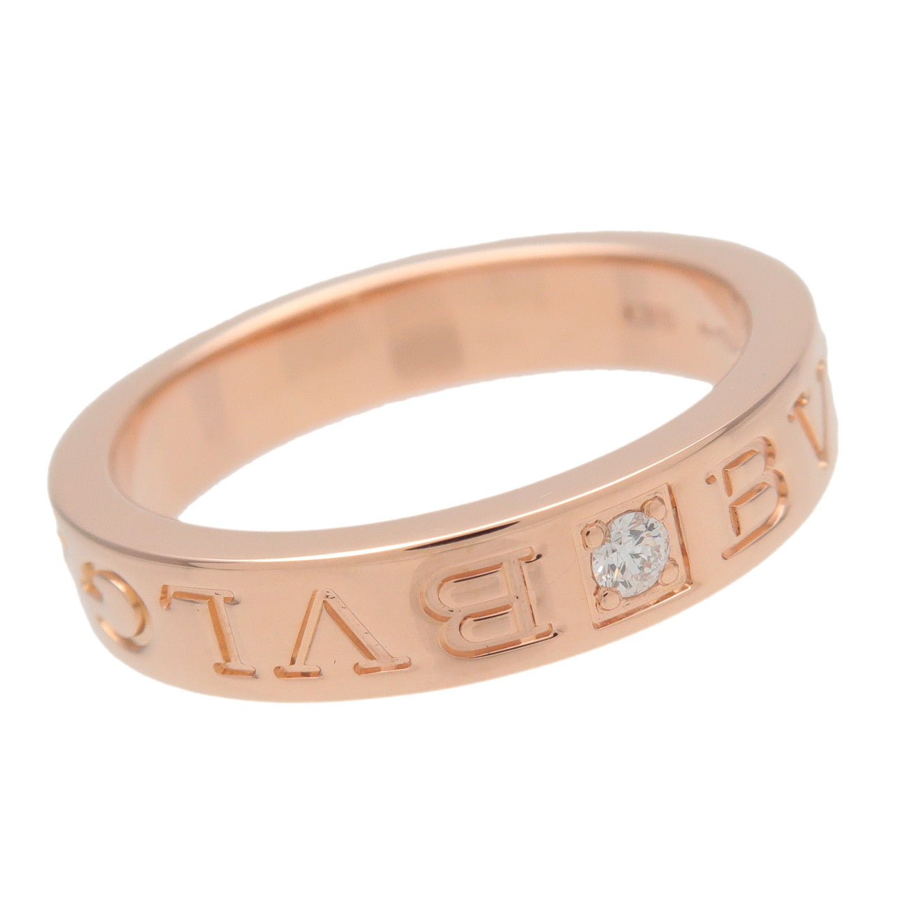 BVLGARI Double Logo 1P Daimond Ring K18 750PG Rose Gold US6.5