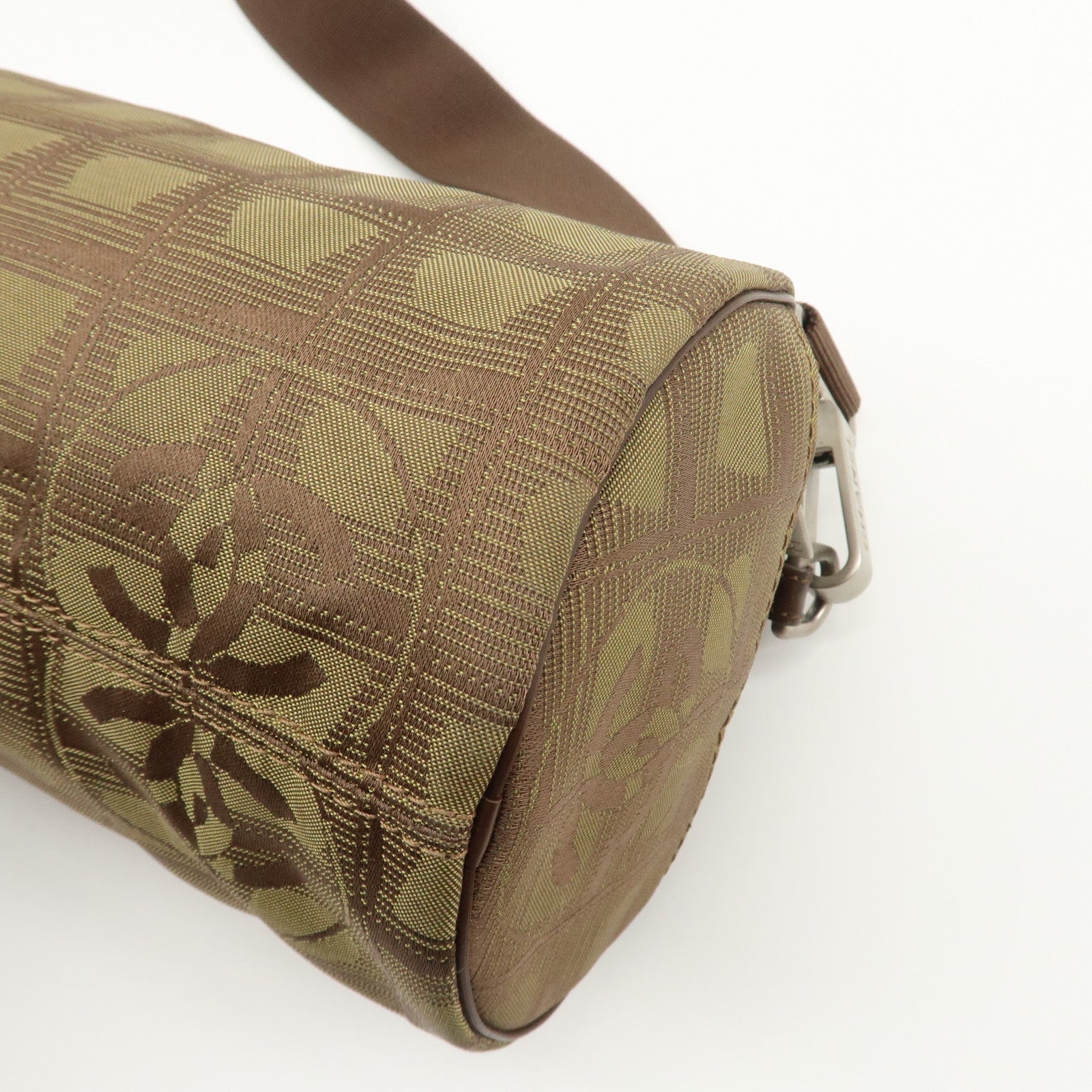 CHANEL New Travel Line Nylon Jacquard Leather Shoulder Bag A17669 Used