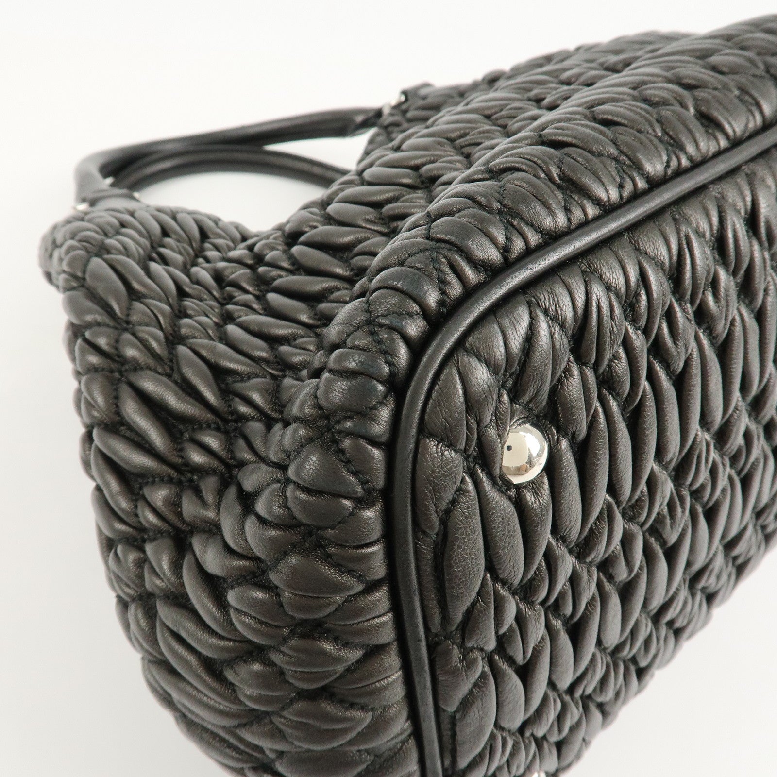 MIU MIU Matelasse Leather 2WAY Bag Hand Bag Black RN0896 Used