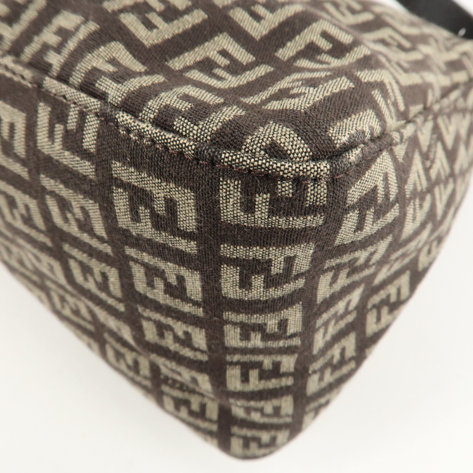FENDI Mamma Bucket Zucchino Canvas Leather Shoulder Bag 8BR001 Used