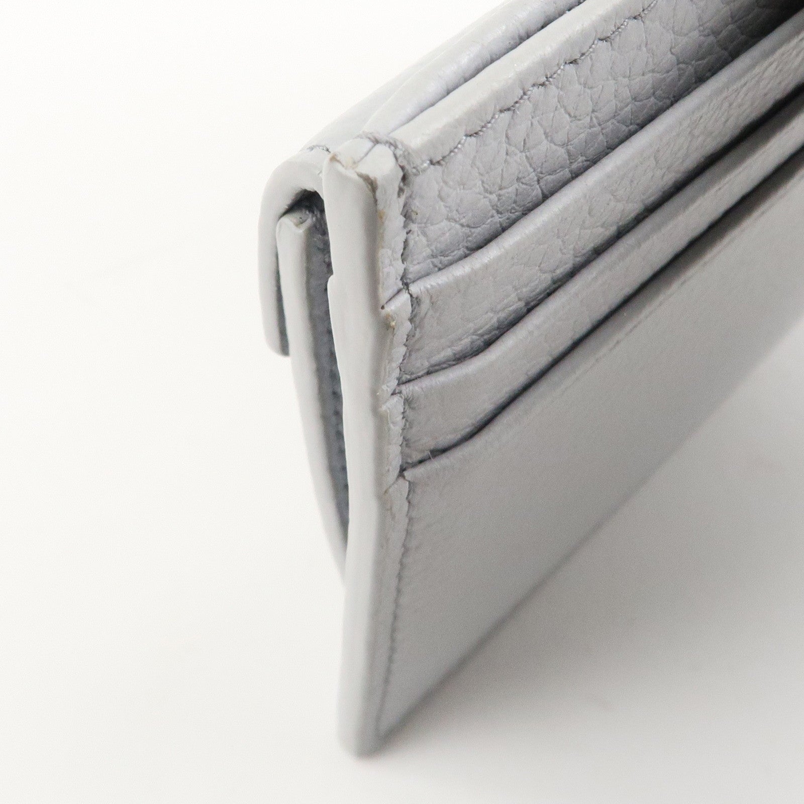 MIU MIU leather Card Case Coin Case Light Gray 5MC081 Used