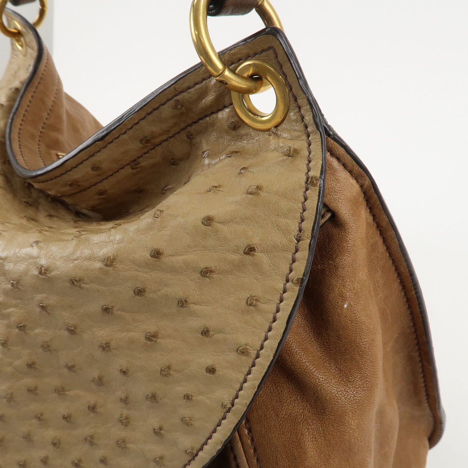 MIU MIU Leather 2Way Bag Hand Bag Shoulder Bag Brown Gold HDW Used