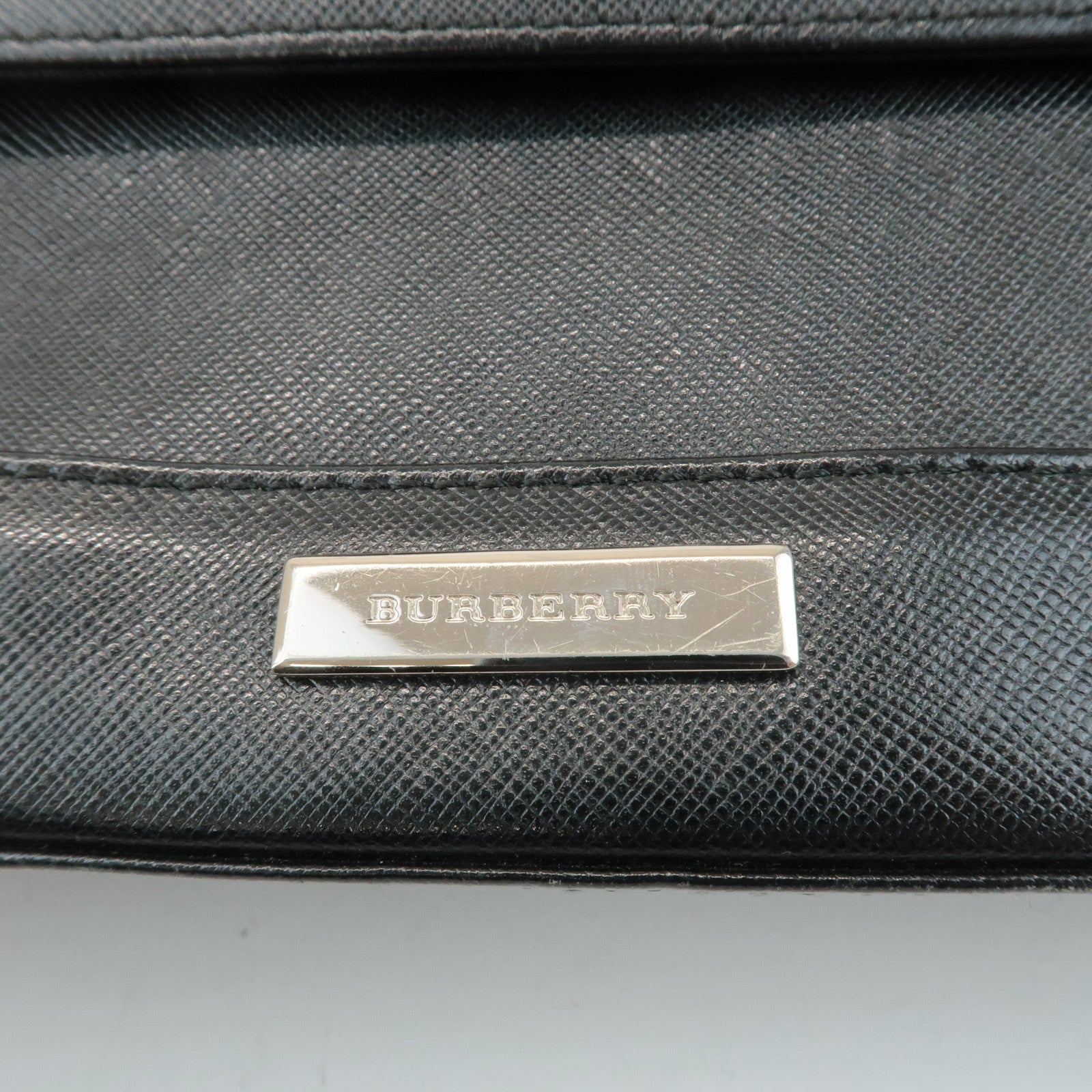 BURBERRY Leather Shoulder Bag Hand Bag Black Silver Hardware Used