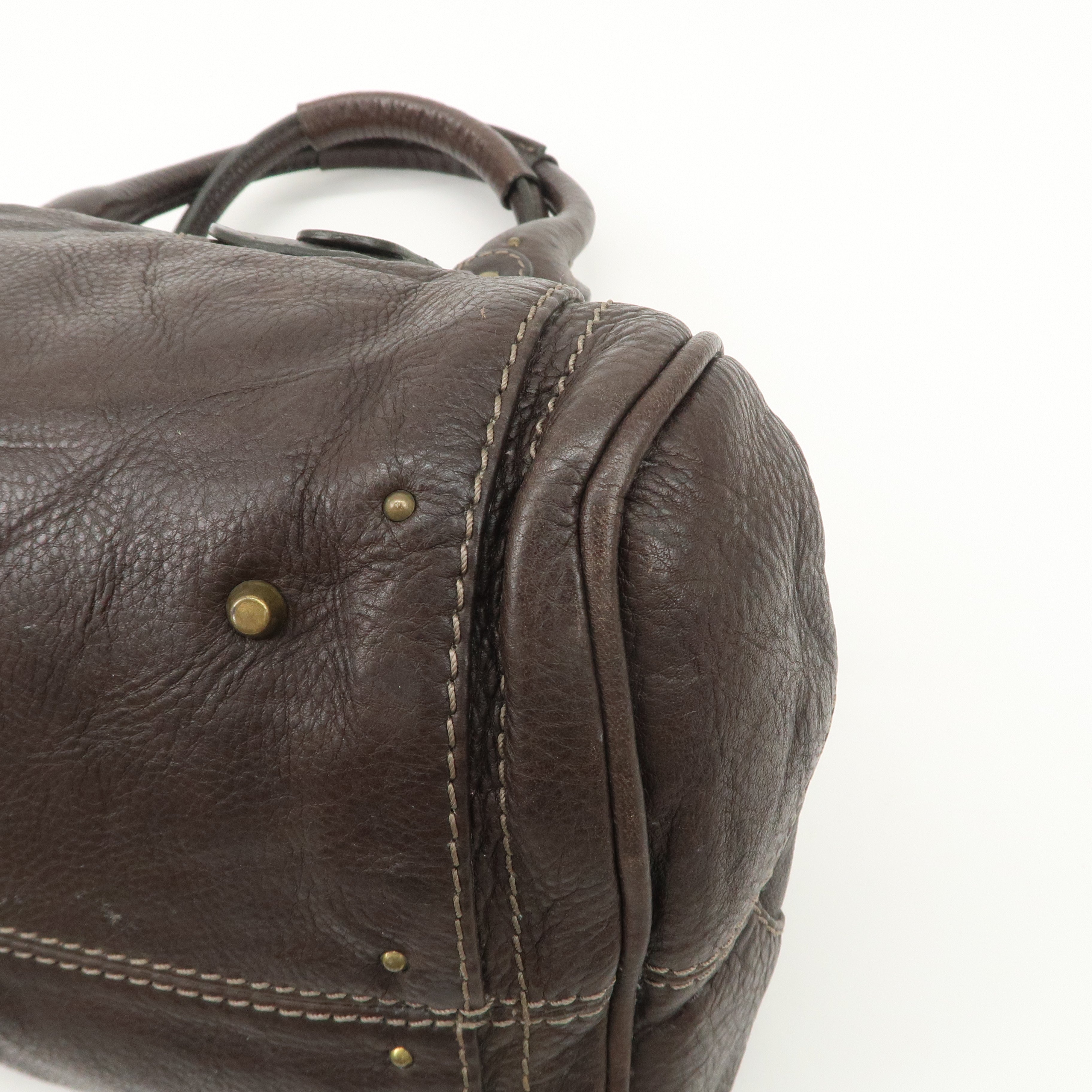 Chloe Paddington Leather Shoulder Bag Hand Bag Dark Brown Used