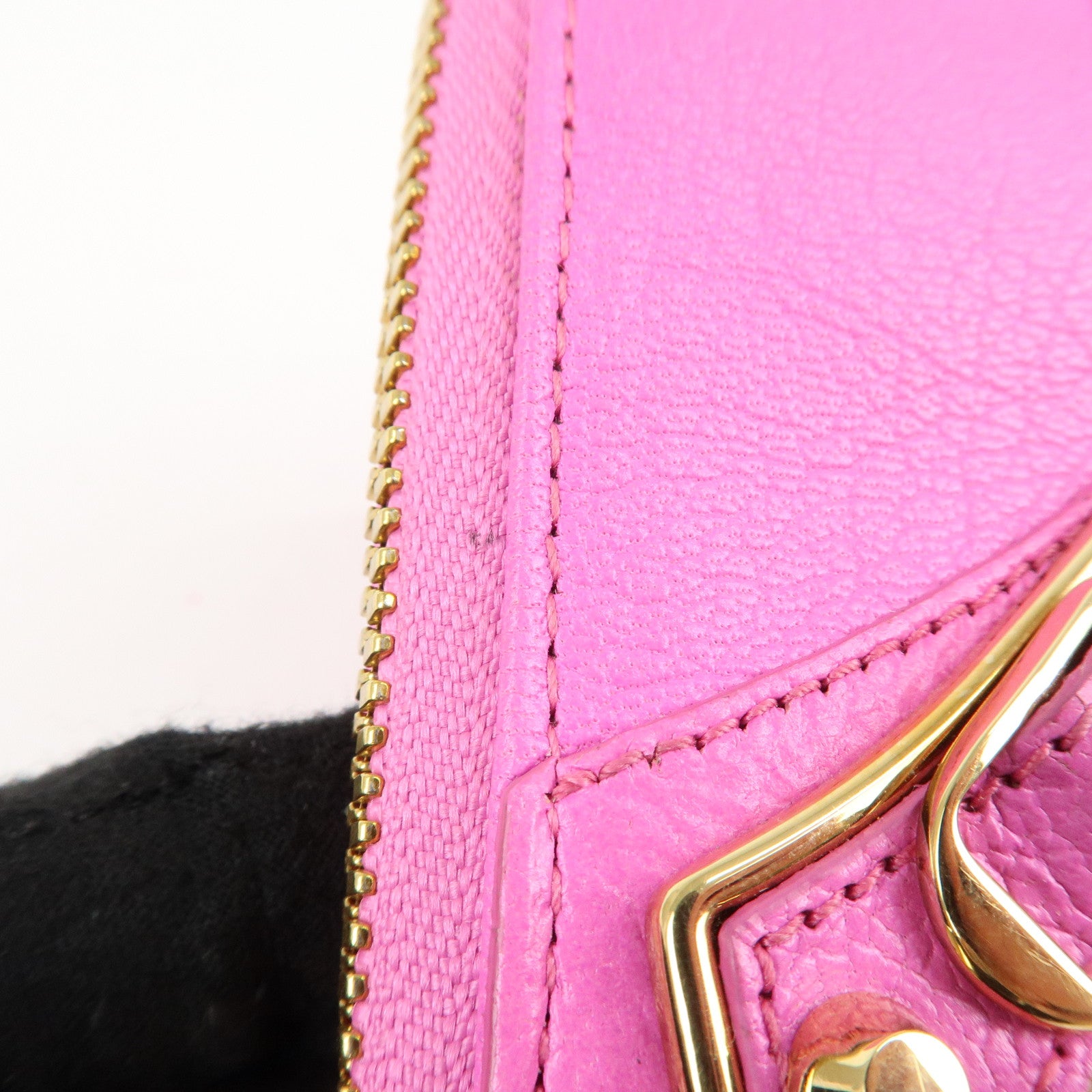 BALENCIAGA Leather Classic Continental Zip Wallet Pink 390187 Used