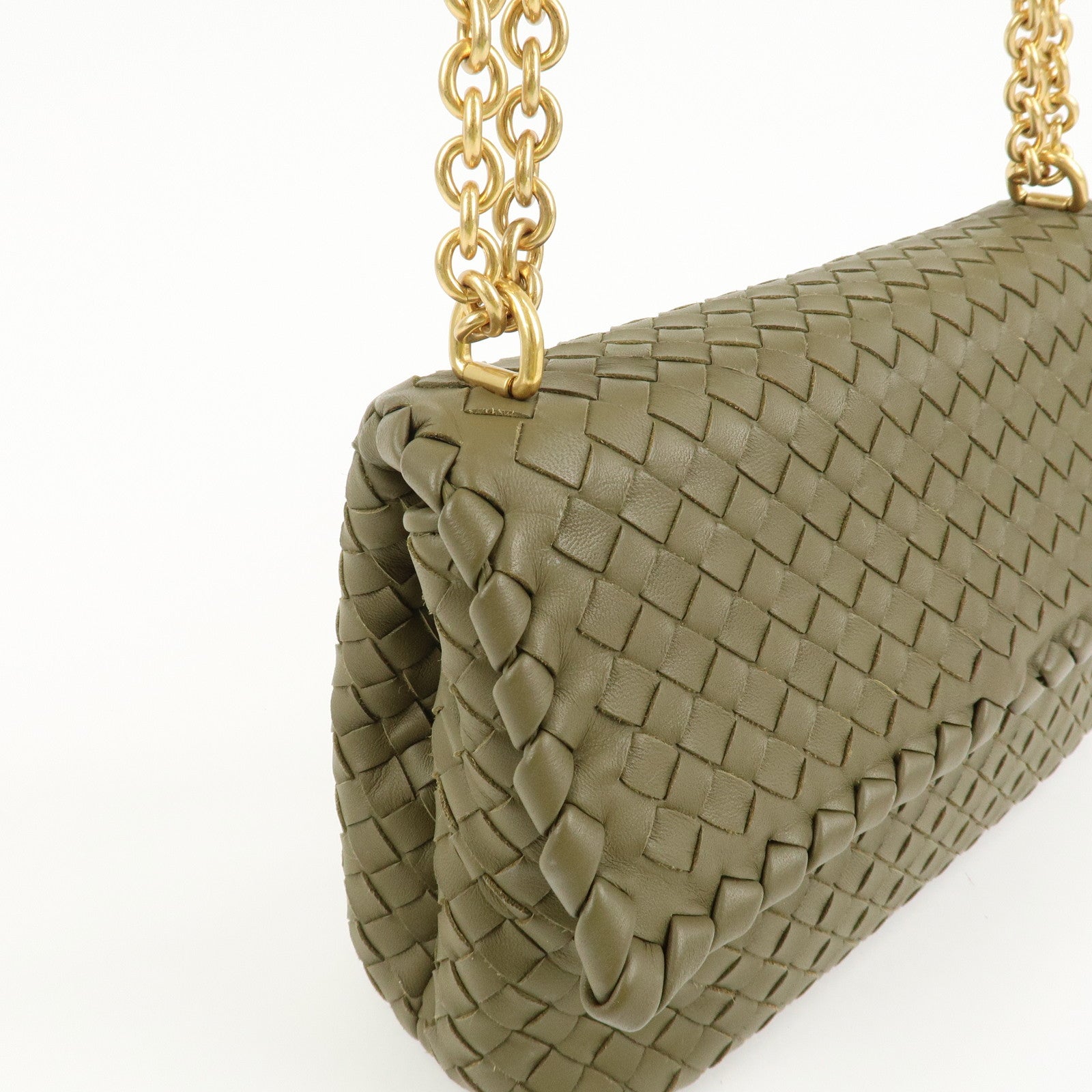 BOTTEGA VENETA Intrecciato Leather Olympia Chain Shoulder Bag Used