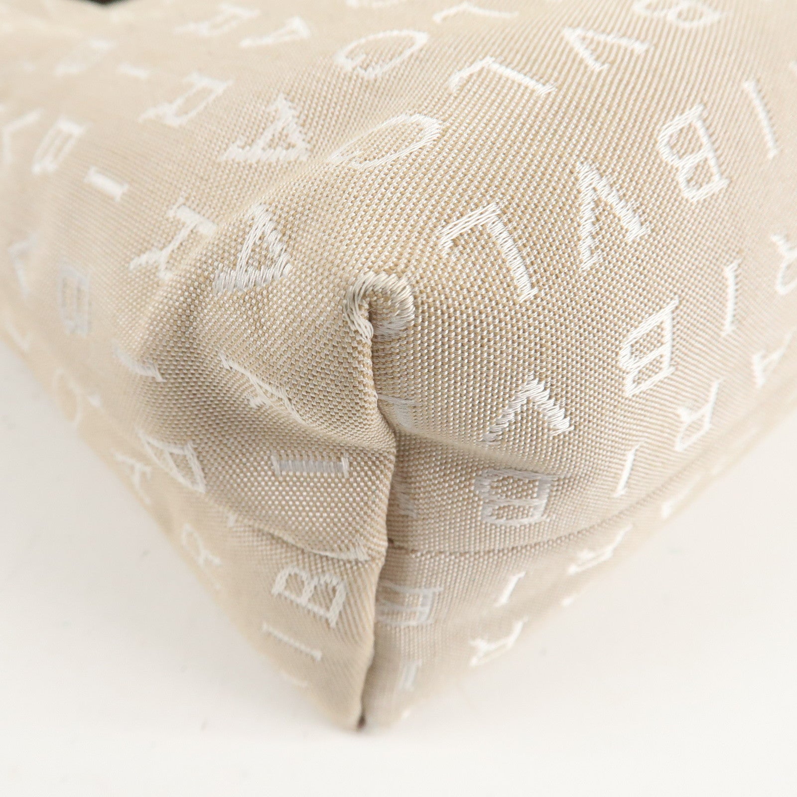 BVLGARI Logo Mania Canvas Leather Hand Bag Shoulder Bag Beige Used