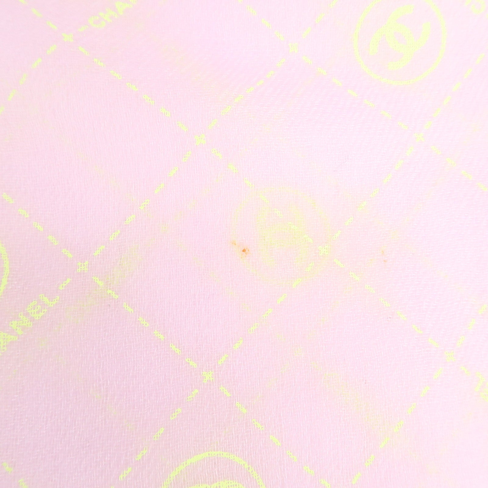 CHANEL Cashmere 100% Scarf 150×40 Light Purple Fluorescence Green Used