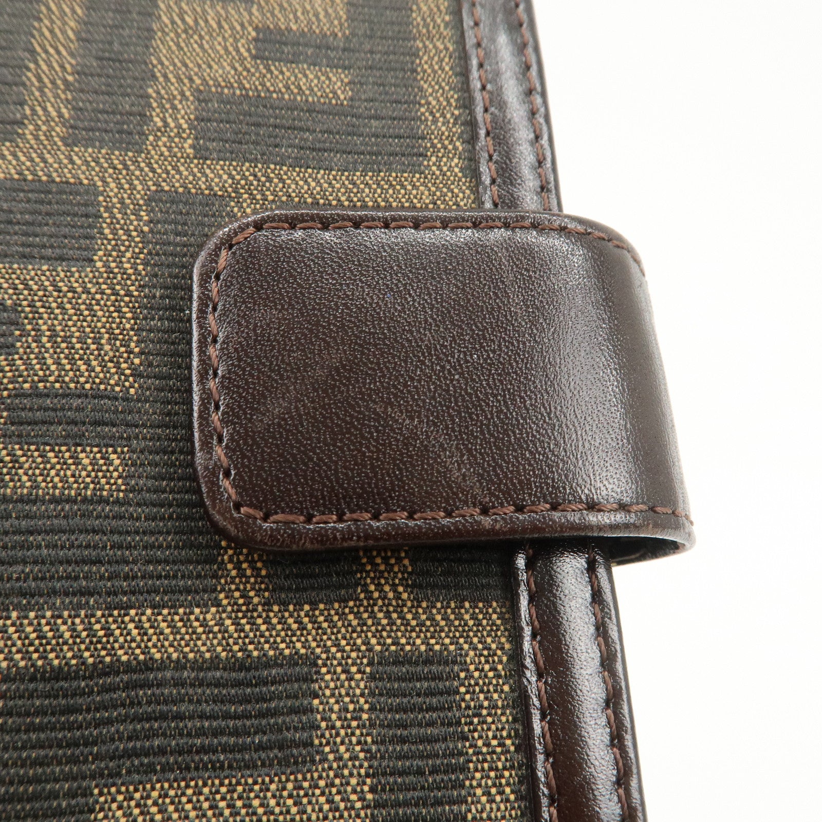 FENDI Zucca Canvas Leather Planner Cover Brown Black 30153 Used