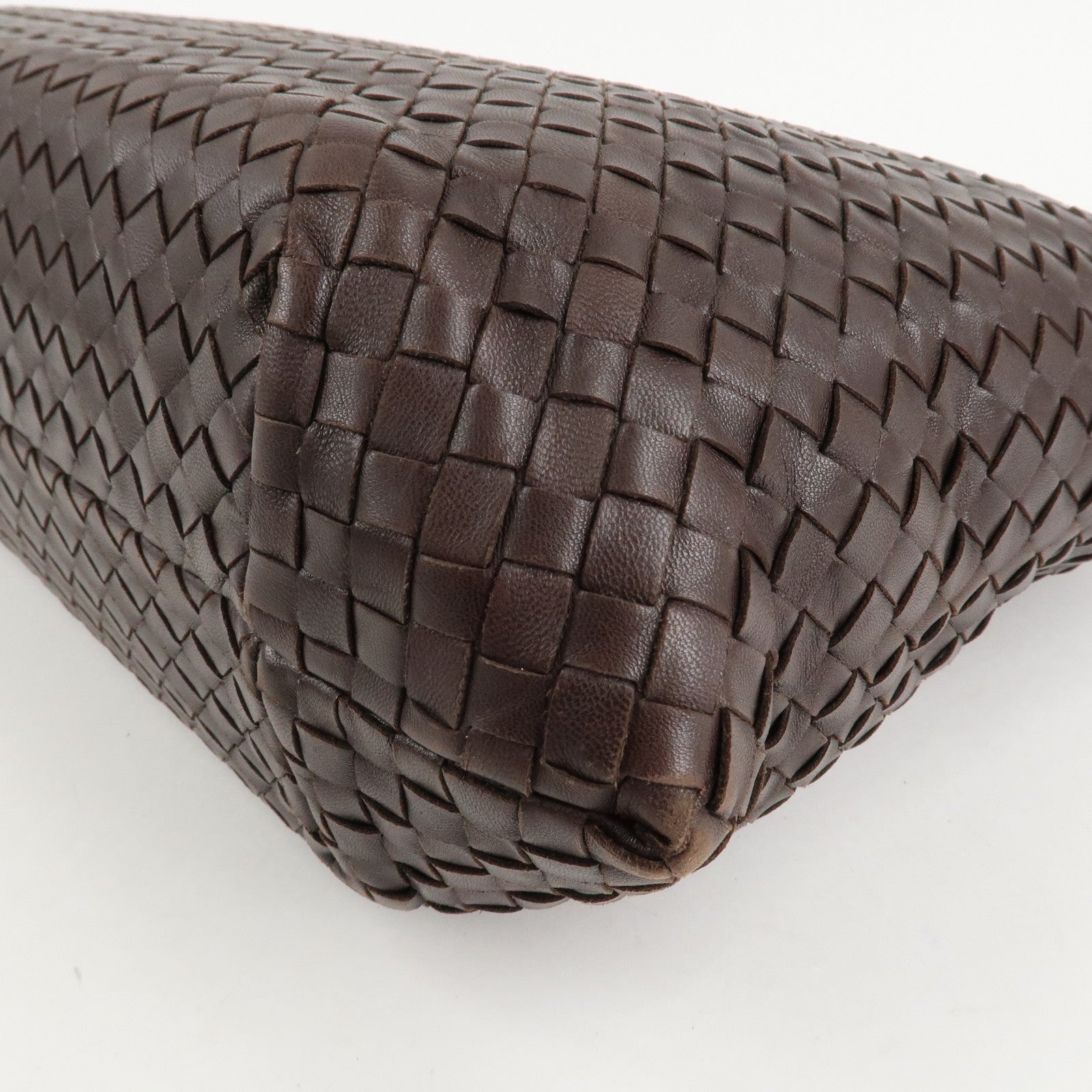 BOTTEGA VENETA Intrecciato Leather Tote Bag Dark Brown 162197 Used