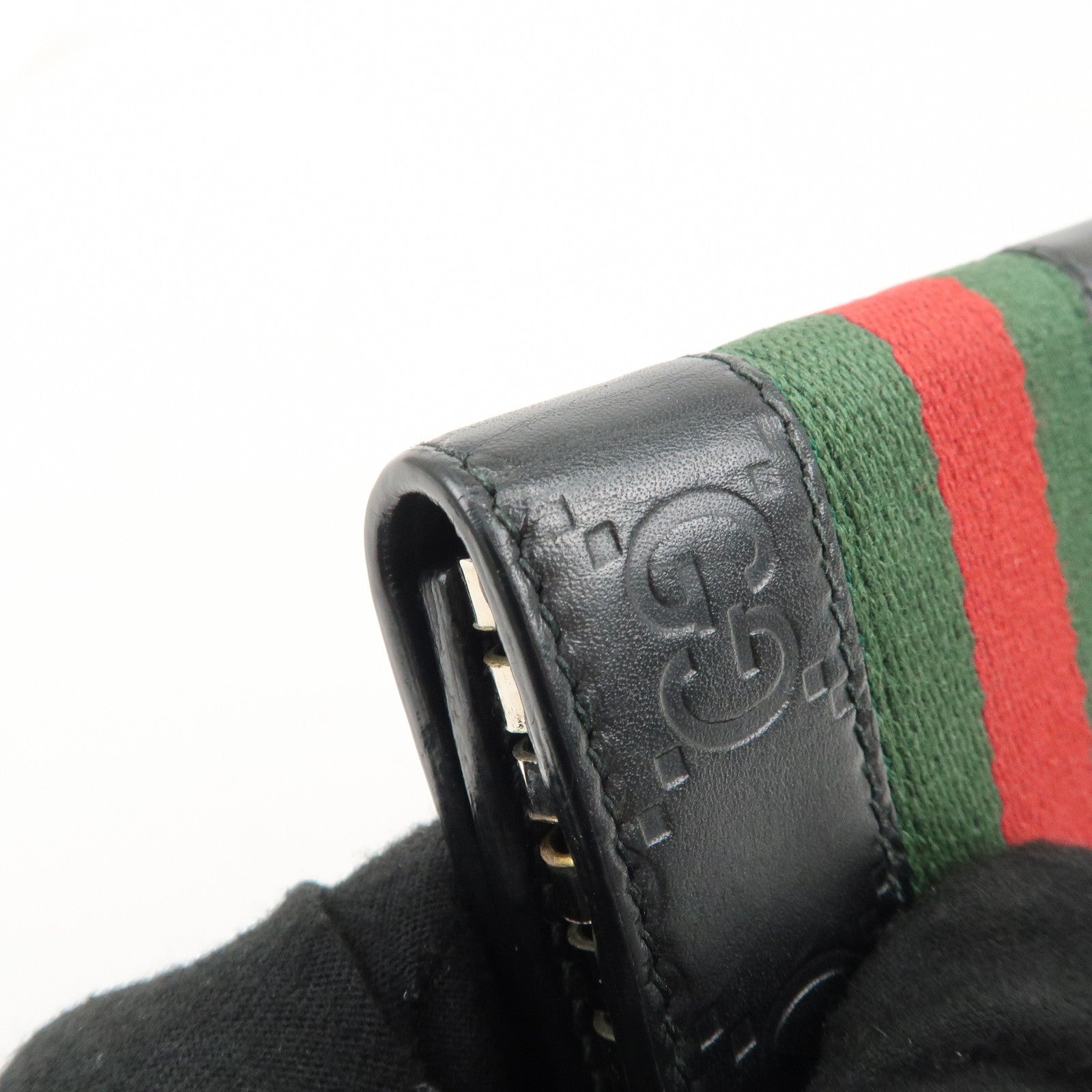 GUCCI Sherry Guccissima Leather 6 Key Case Black 408828 Used