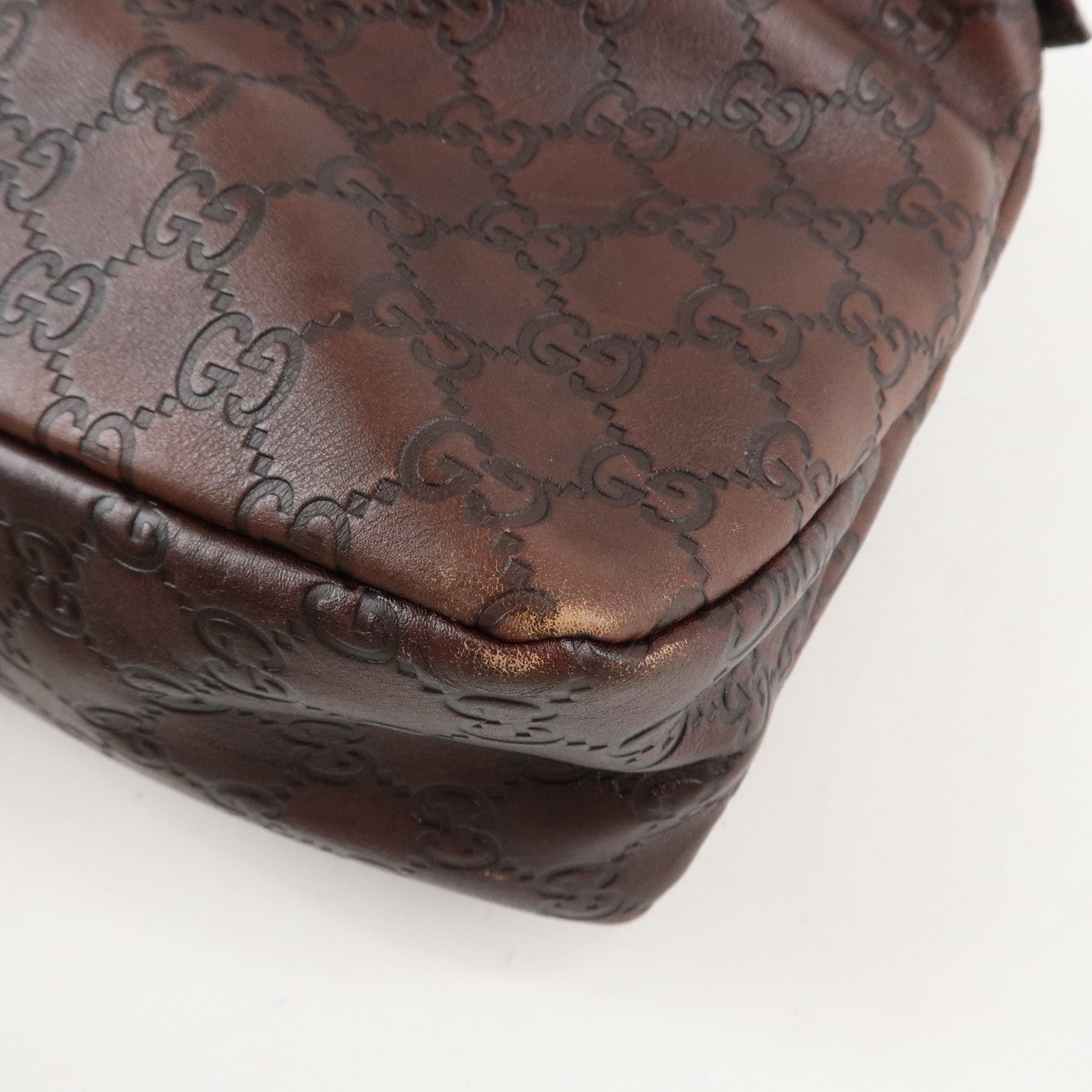 GUCCI Horsebit Guccissima Leather Shoulder Bag Dark Brown 115867 Used