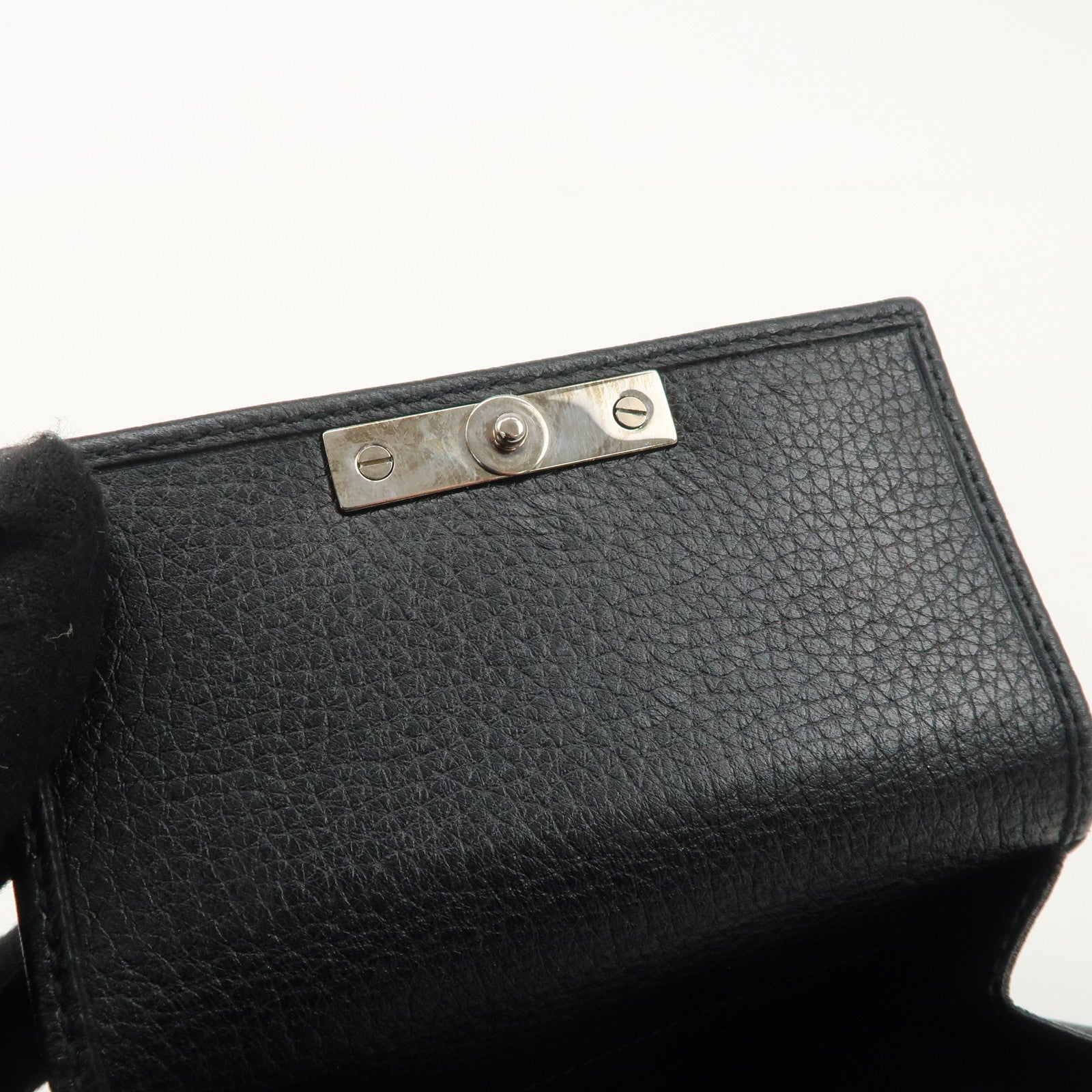 GUCCI Bamboo Leather W Hook Bi-fold Wallet Black 233049 Used