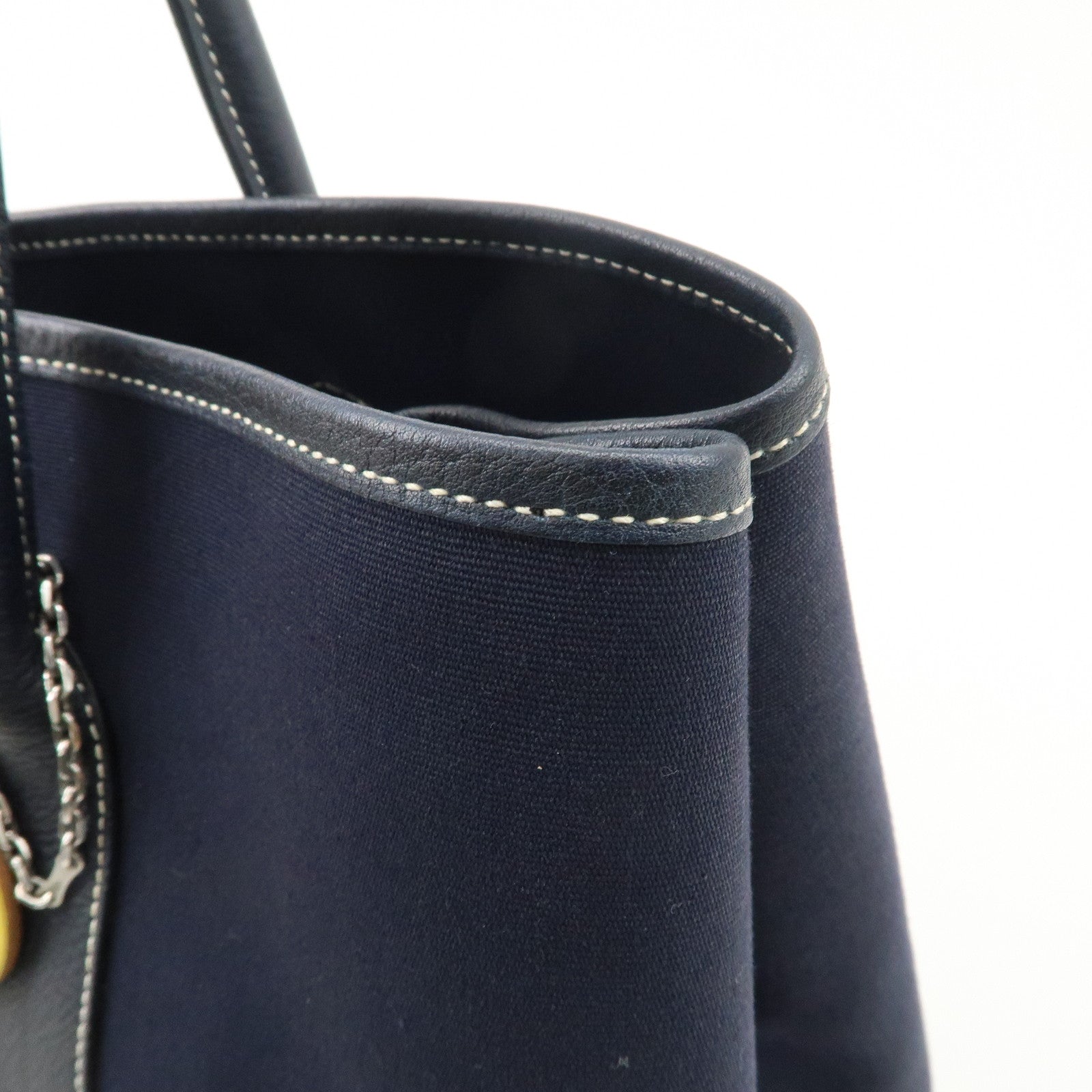 HERMES Toile Officier Leather Garden Party Tote Bag I Stamped Used