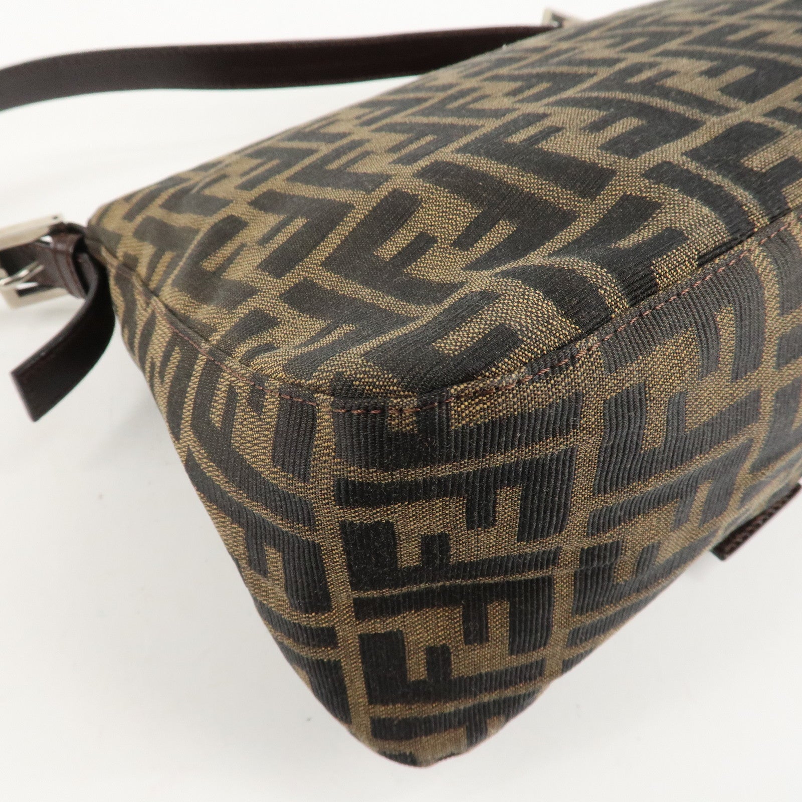 FENDI Mamma Baguette Zucca Canvas Leather Shoulder Bag 26325 Used