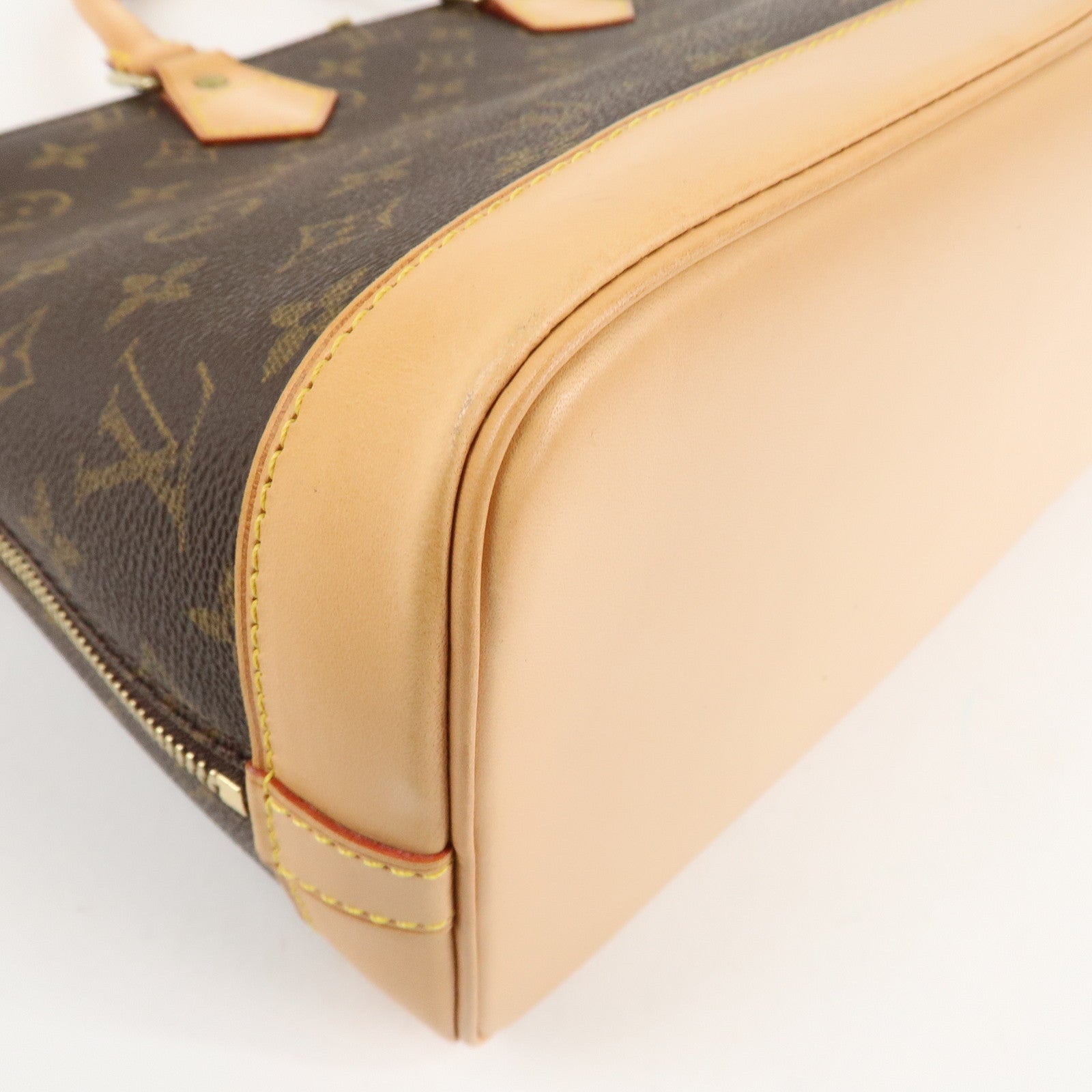 Louis Vuitton Monogram Alma Hand Bag Brown Gold Hardware M51130 Used