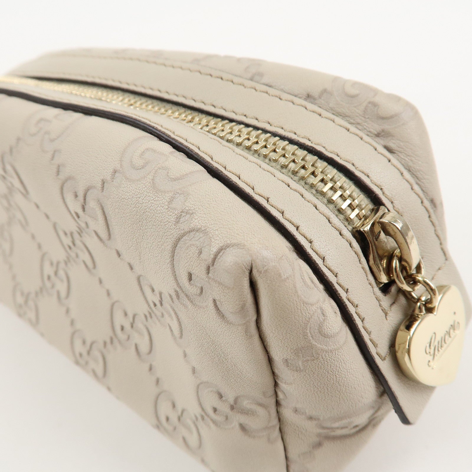 GUCCI Guccissima Leather Pouch Cosmetic Pouch Ivory 153228 Used