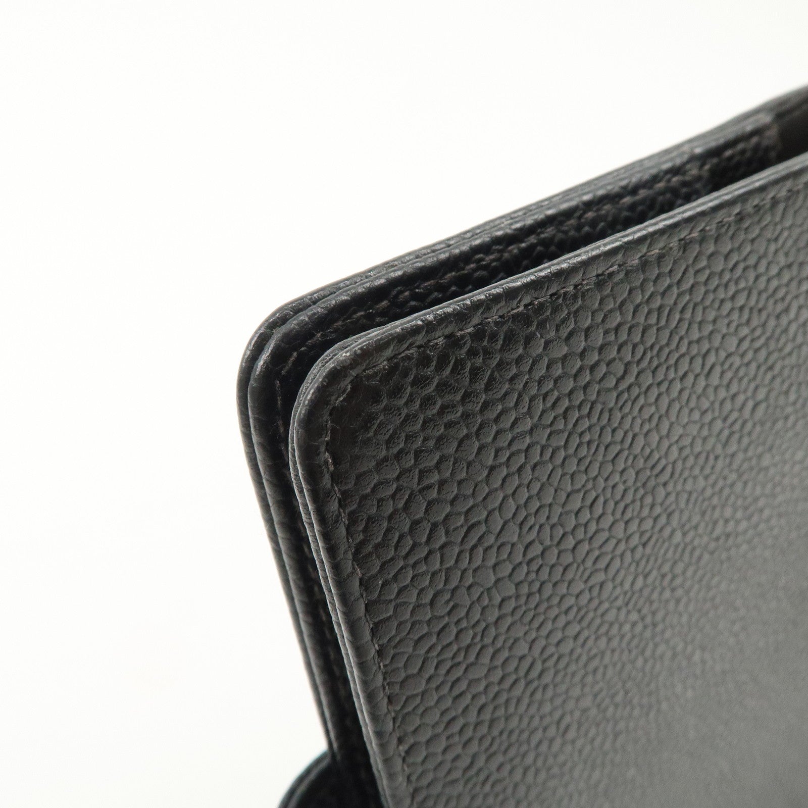 CHANEL Caviar Skin COCO Mark Planner Cover Black Used