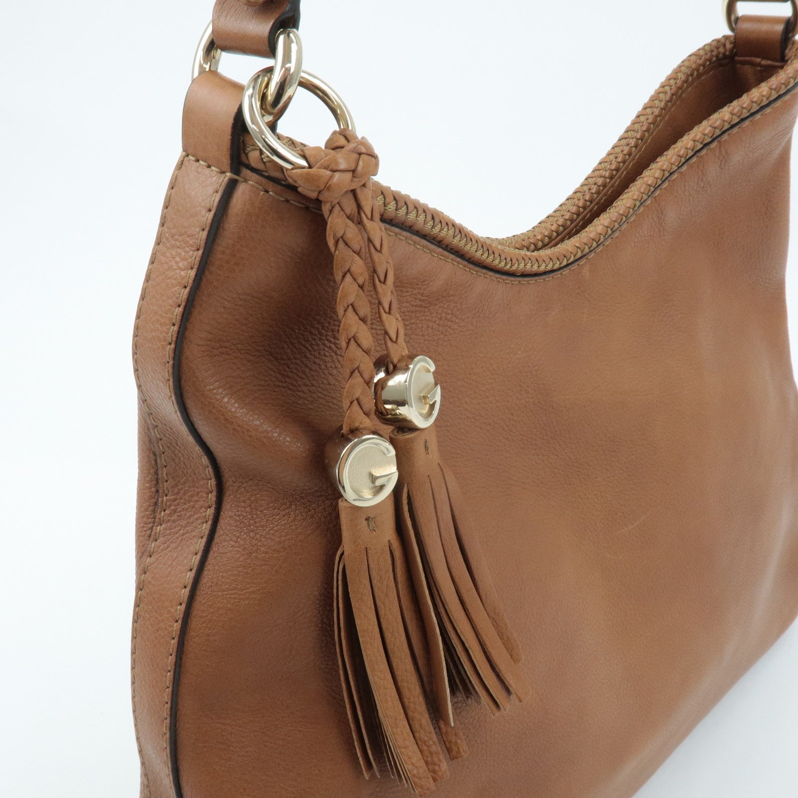 GUCCI Marrakech Leather Shoulder Bag Brown 257026 Used