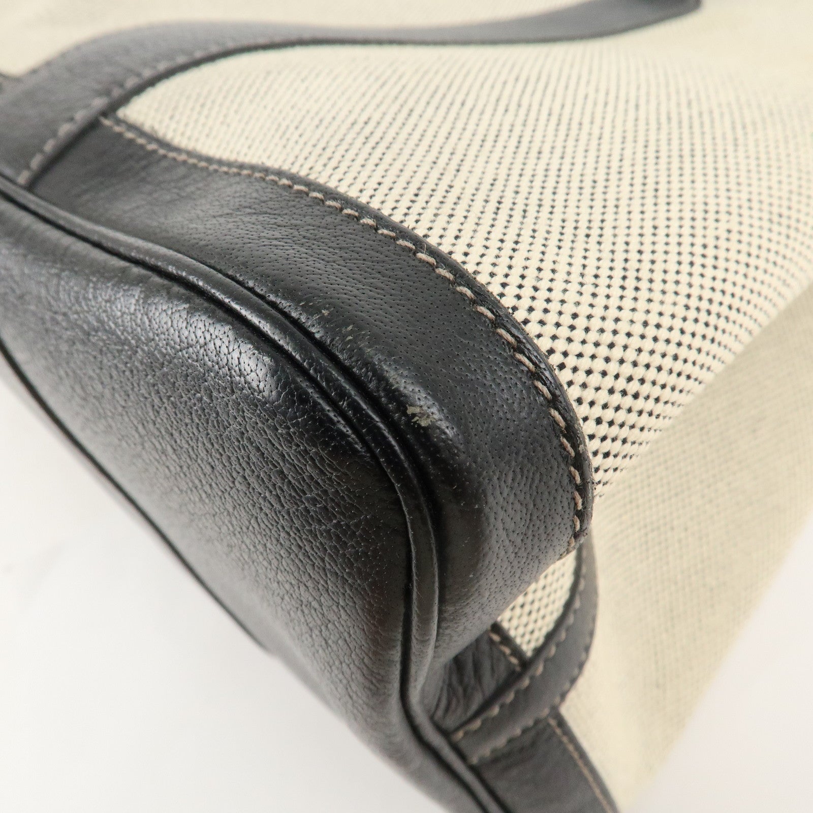 HERMES ToileOfficier Leather Garden Party PM J Stamped Tote Bag Used