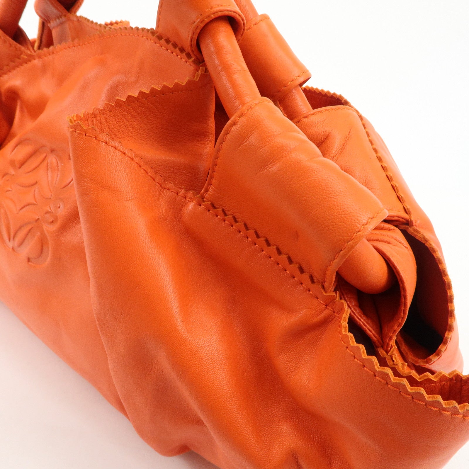 LOEWE Anagram Leather Nappa Aire Hand Shoulder Bag Orange Used