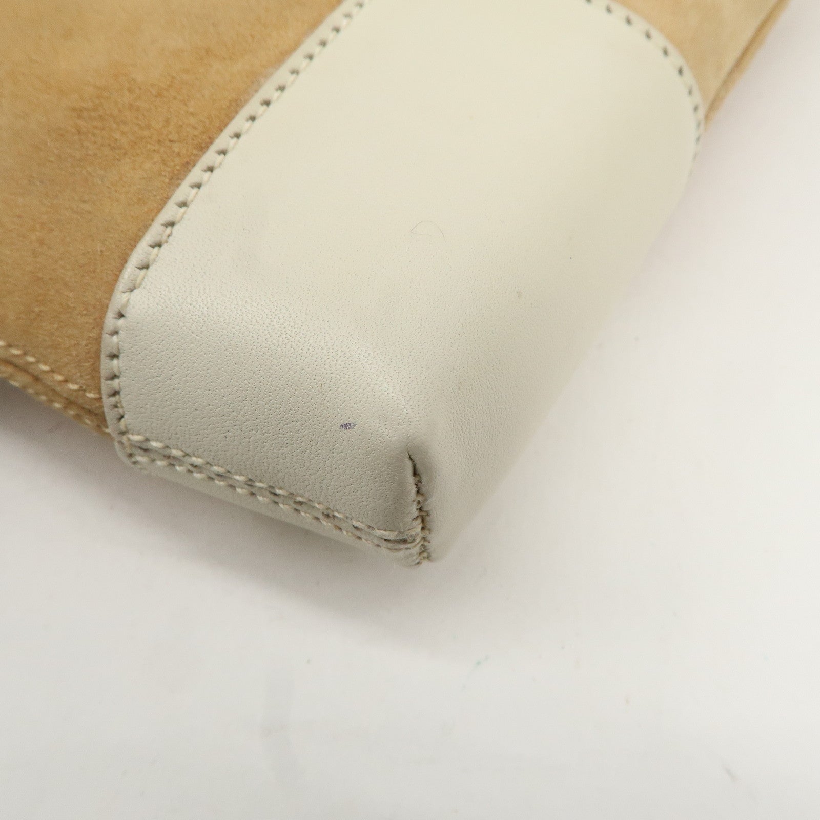 LOEWE Anagram Suede Leather Shoulder Bag Beige Ivory Used