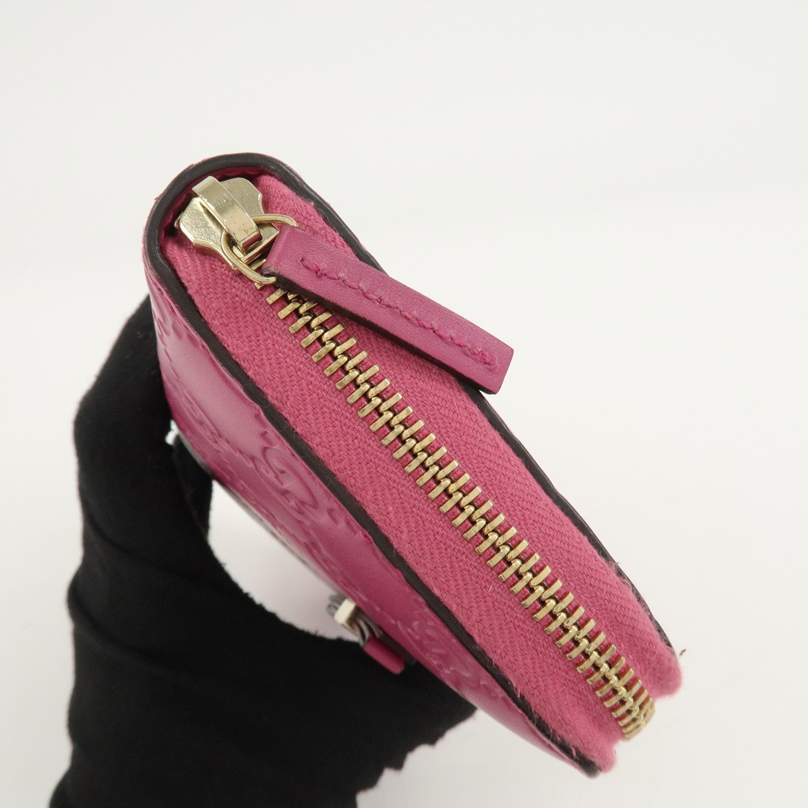 GUCCI Guccissima Interlocking G Round Zipper Wallet Ribbon 388680 Used