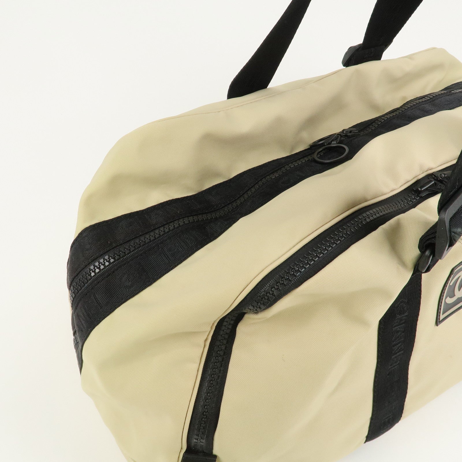 CHANEL Chanel Sport Nylon Boston Bag Beige Black A19977 Used