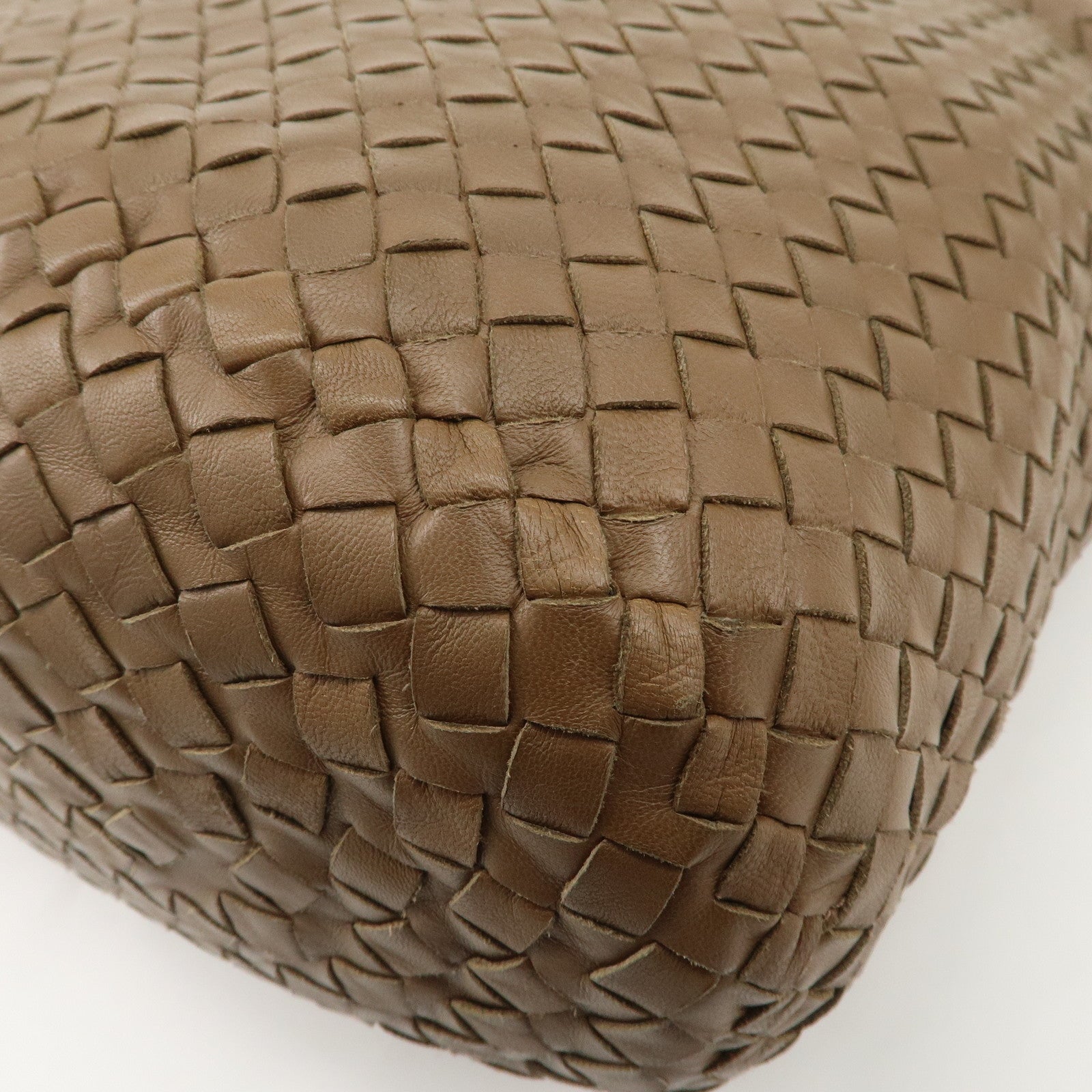 BOTTEGA VENETA Intrecciato Leather Shoulder Bag Brown Used
