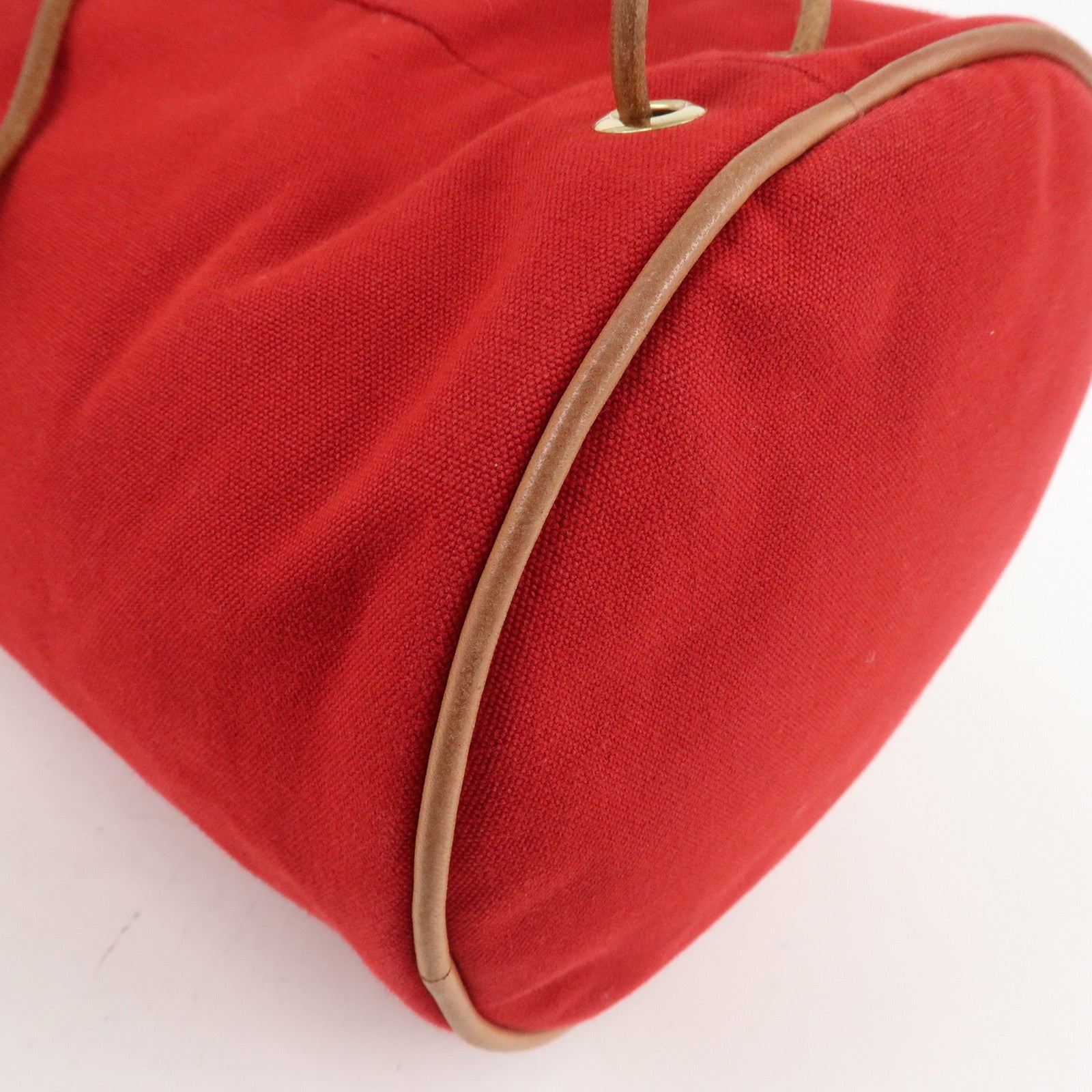 HERMES Canvas Leather Porochon Mimil PM Shoulder Bag Red Used