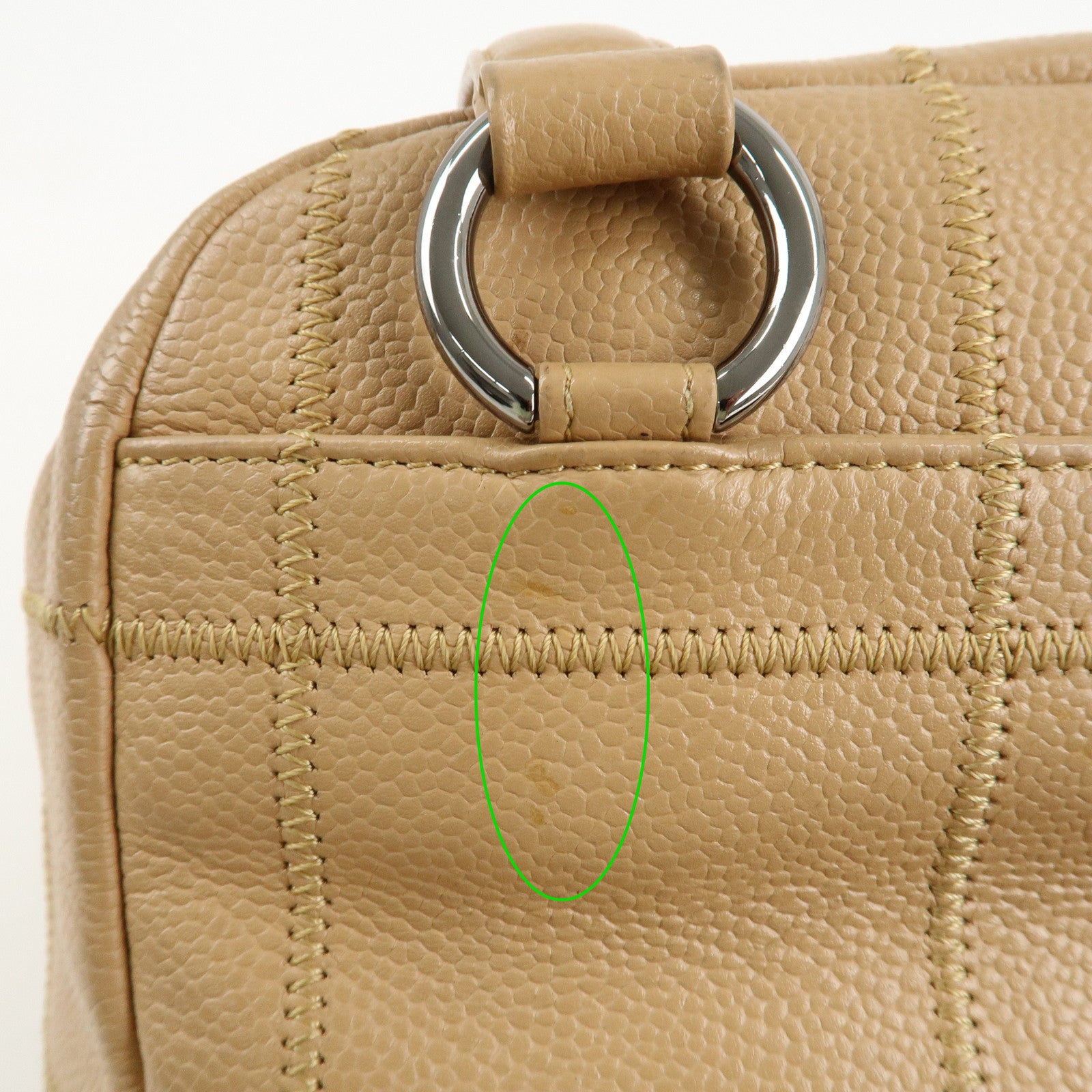 CHANEL Chocolate Bar Caviar Skin Mini Boston Bag Shoulder Bag Used