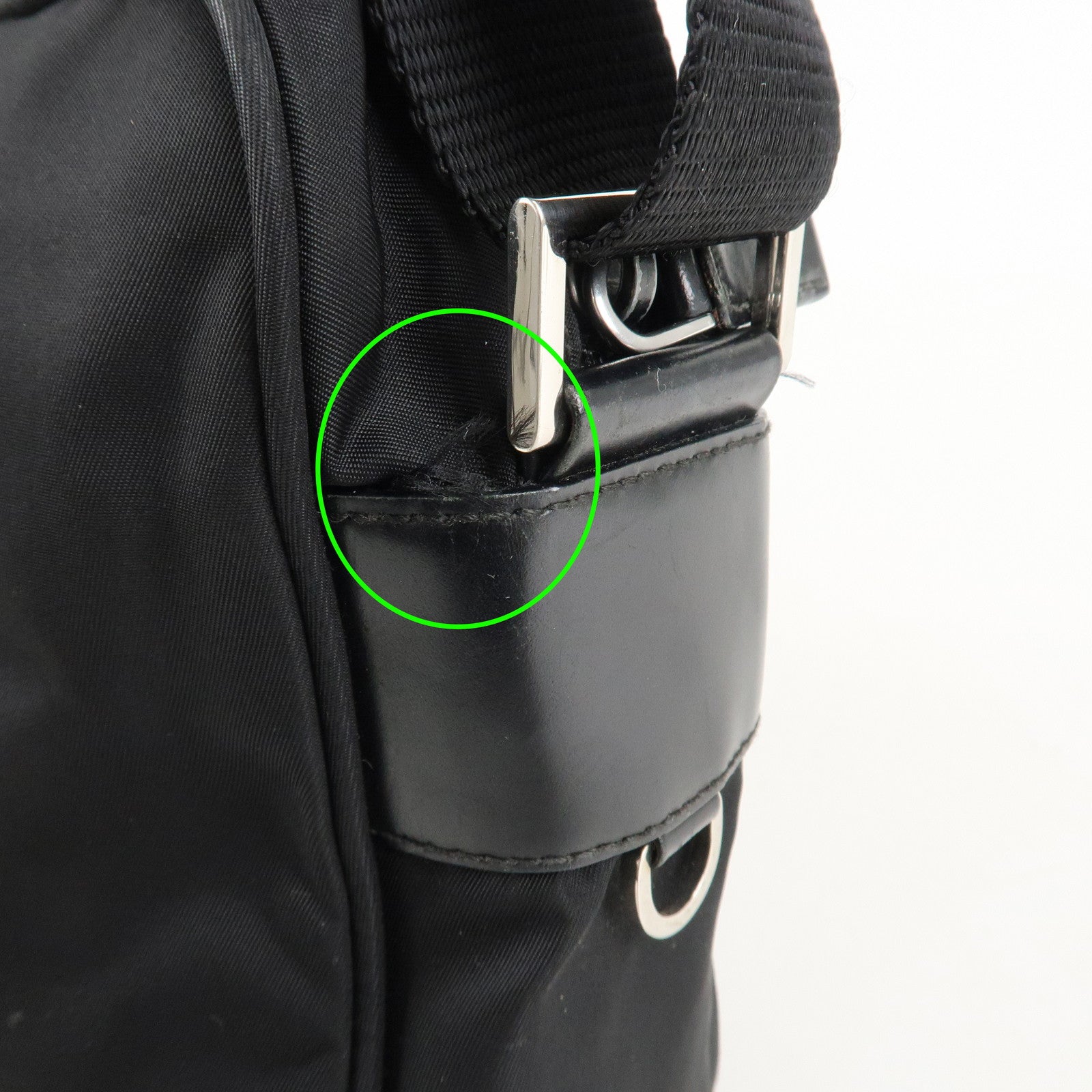PRADA Logo Nylon Leather Shoulder Bag Crossbody Bag Black Used