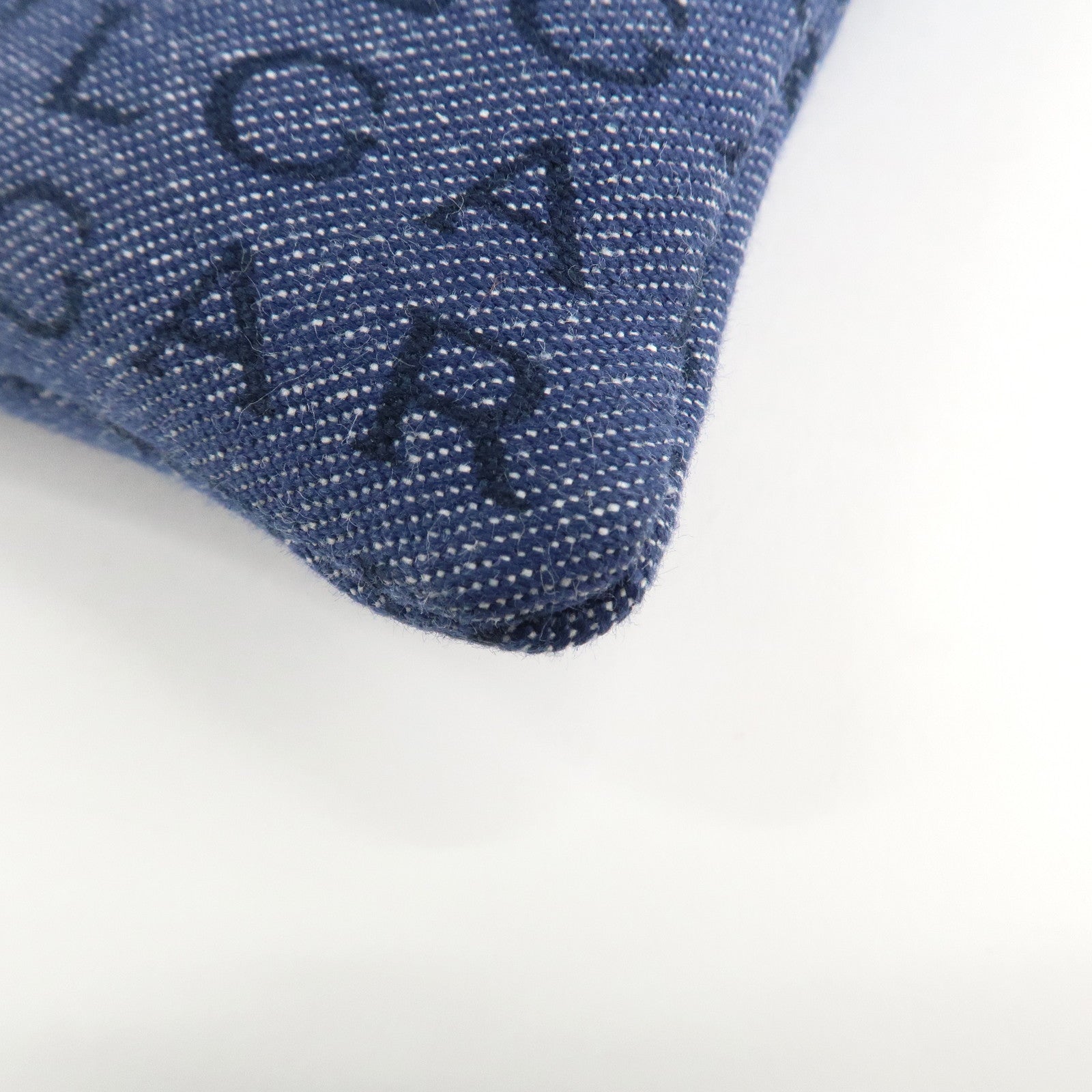 BVLGARI Logo Mania Canvas Leather Shoulder Bag Blue Used