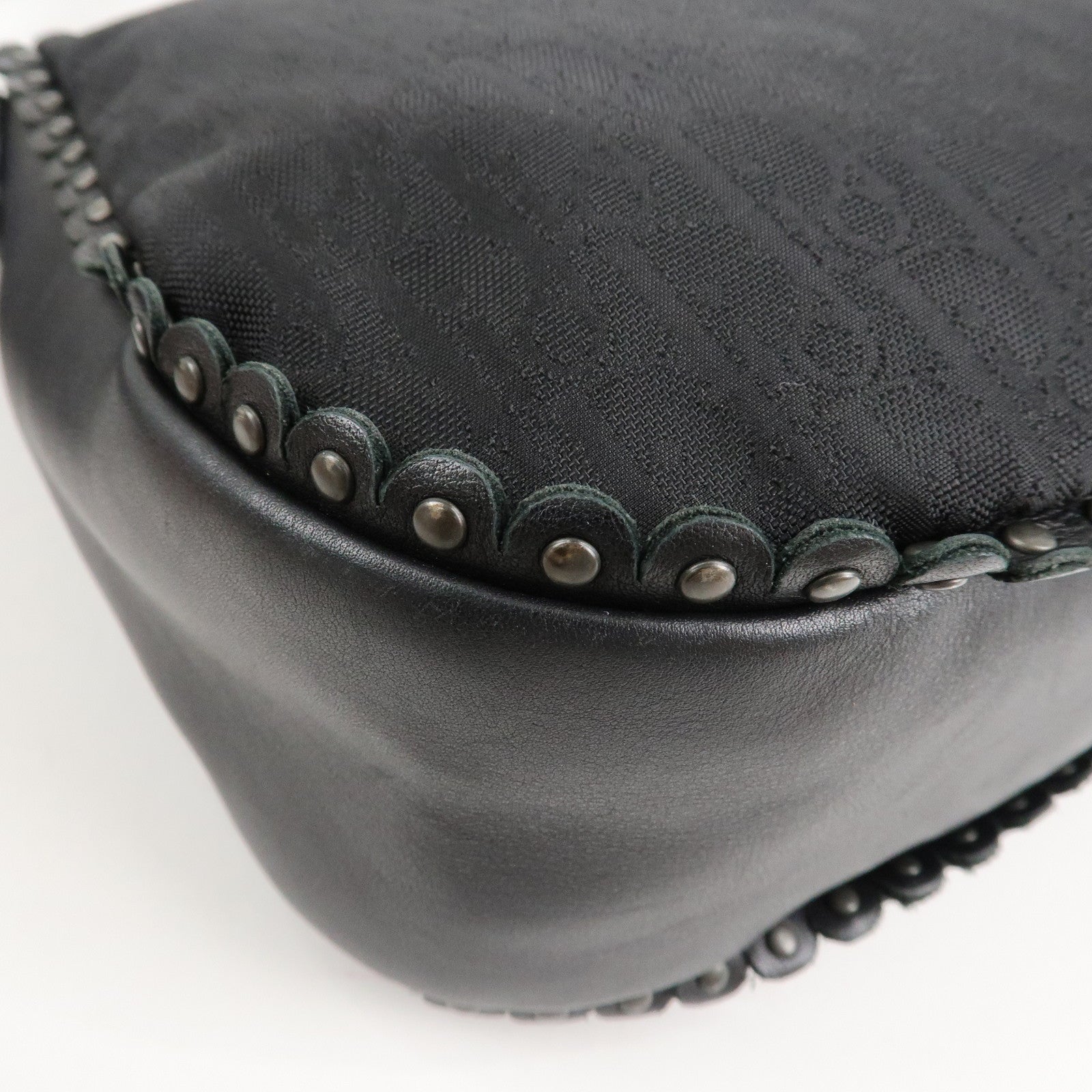 BVLGARI Logo Mania Canvas Leather Tote Bag Shoulder Bag Black Used