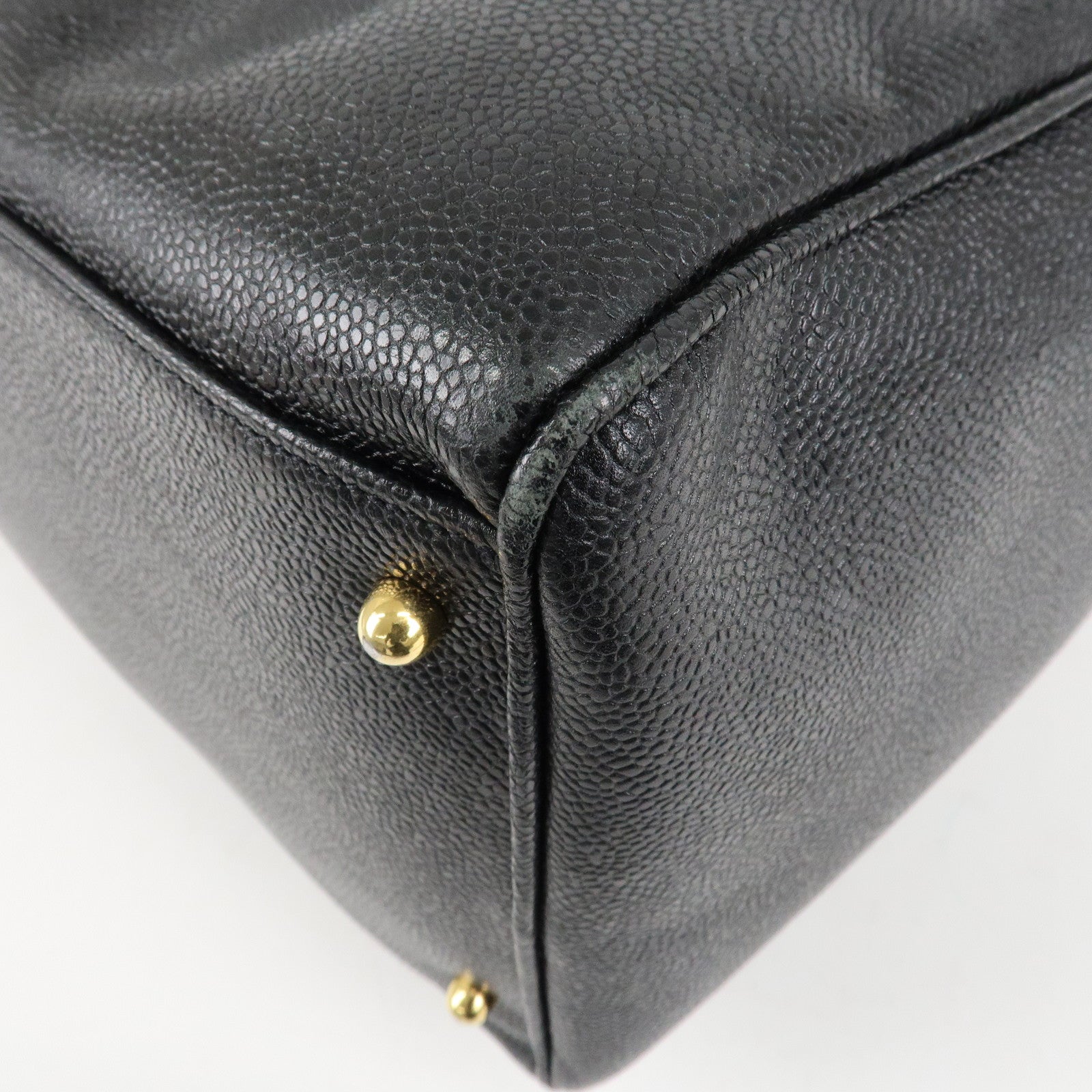 CHANEL Caviar Skin Large COCO 2Way Boston Bag Black Used